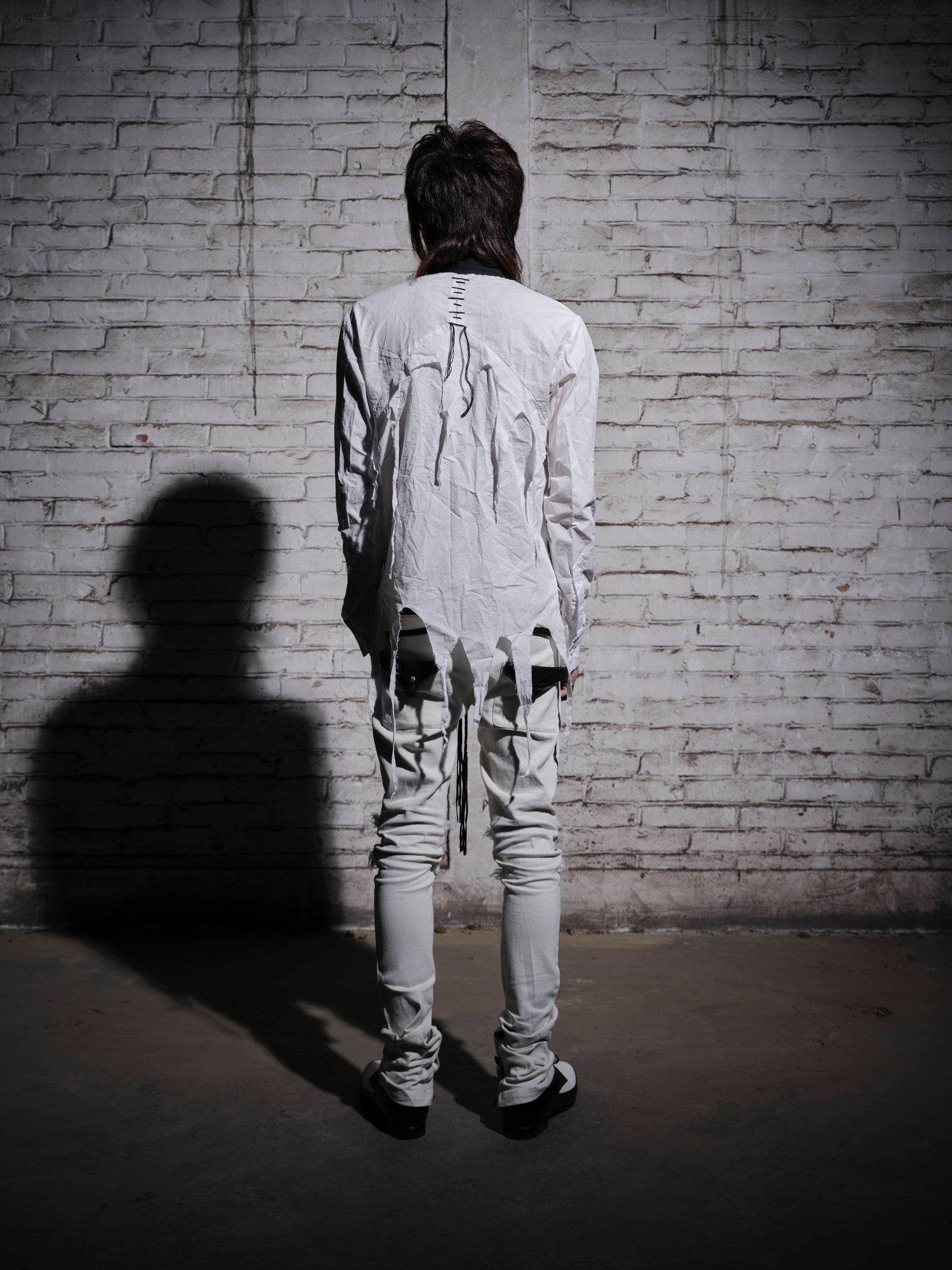 The space between Us Broken Visual Subculture Rock Distressed Tassel Ribbon Women's Bow Blouses
