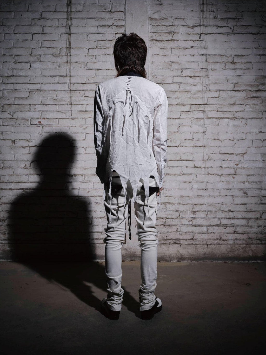 The space between Us Broken Visual Subculture Rock Distressed Tassel Ribbon Women's Bow Blouses