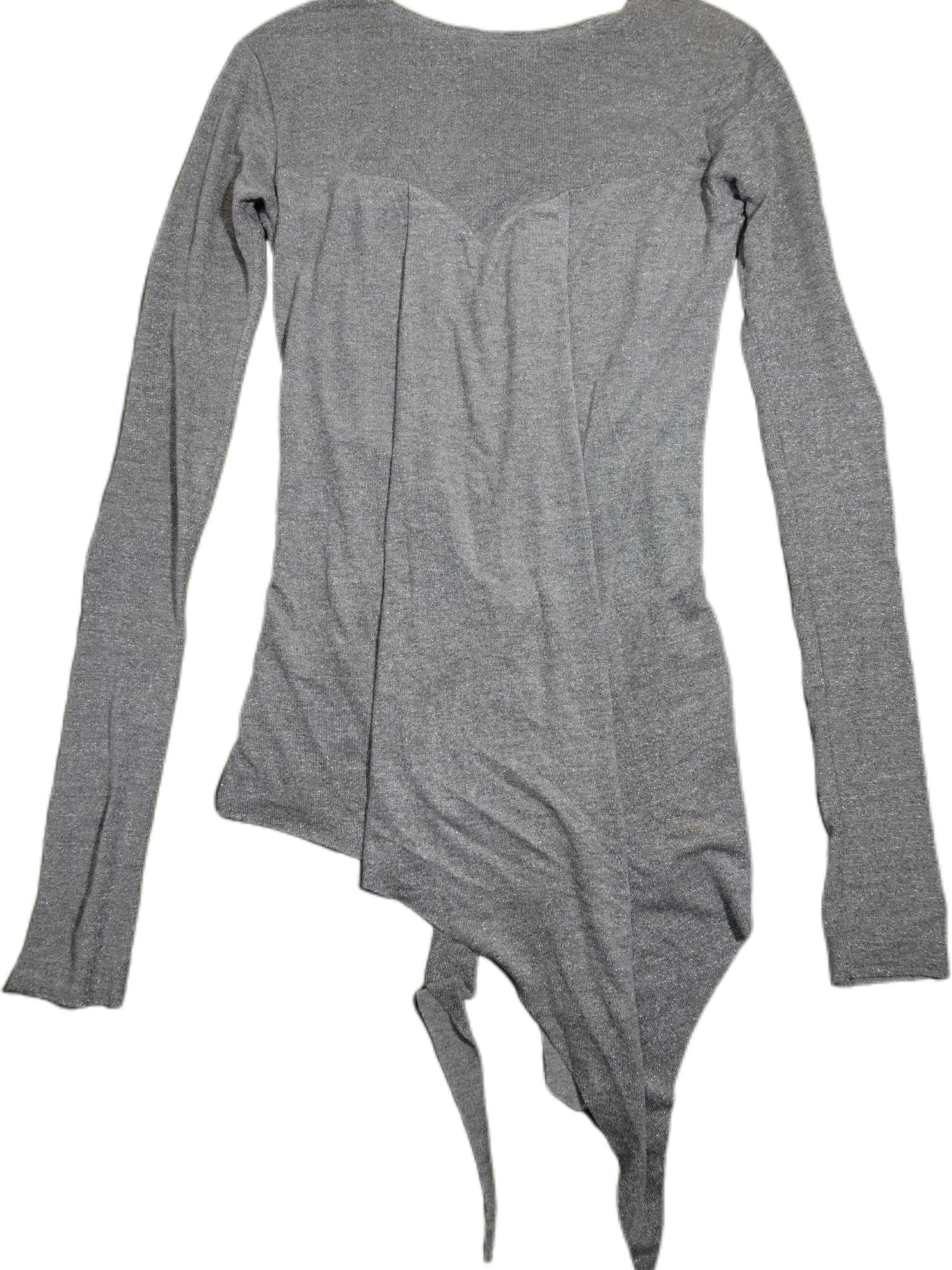 The space between Us Crane Sparkle Tassel Geometric Slim V-neck Women's Cotton Long Sleeve T-shirts