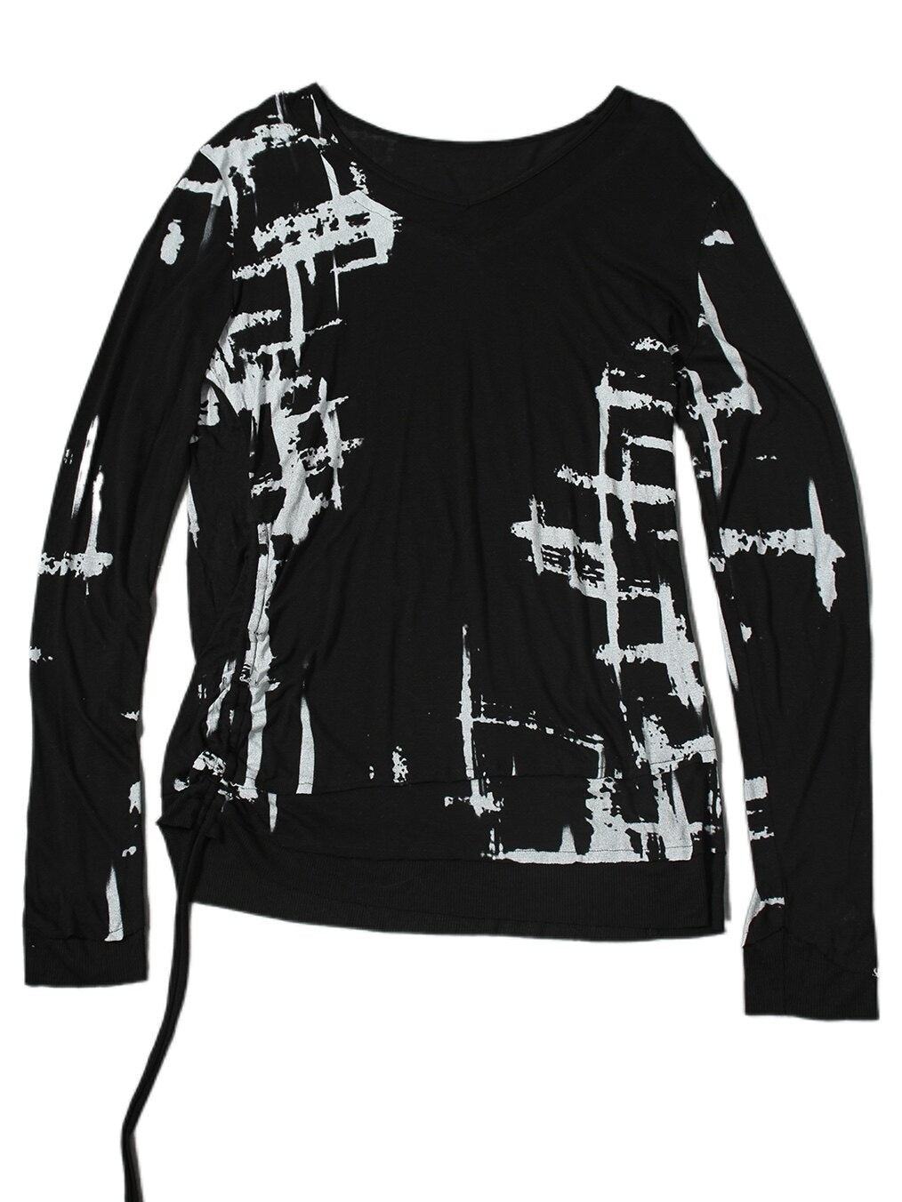 The_space_between_Us_Cross_Print_Drawstring_V-neck_Slim_Women's_Tencel_Cotton_Long_Sleeve_T-shirts_975661517461_MISSTT