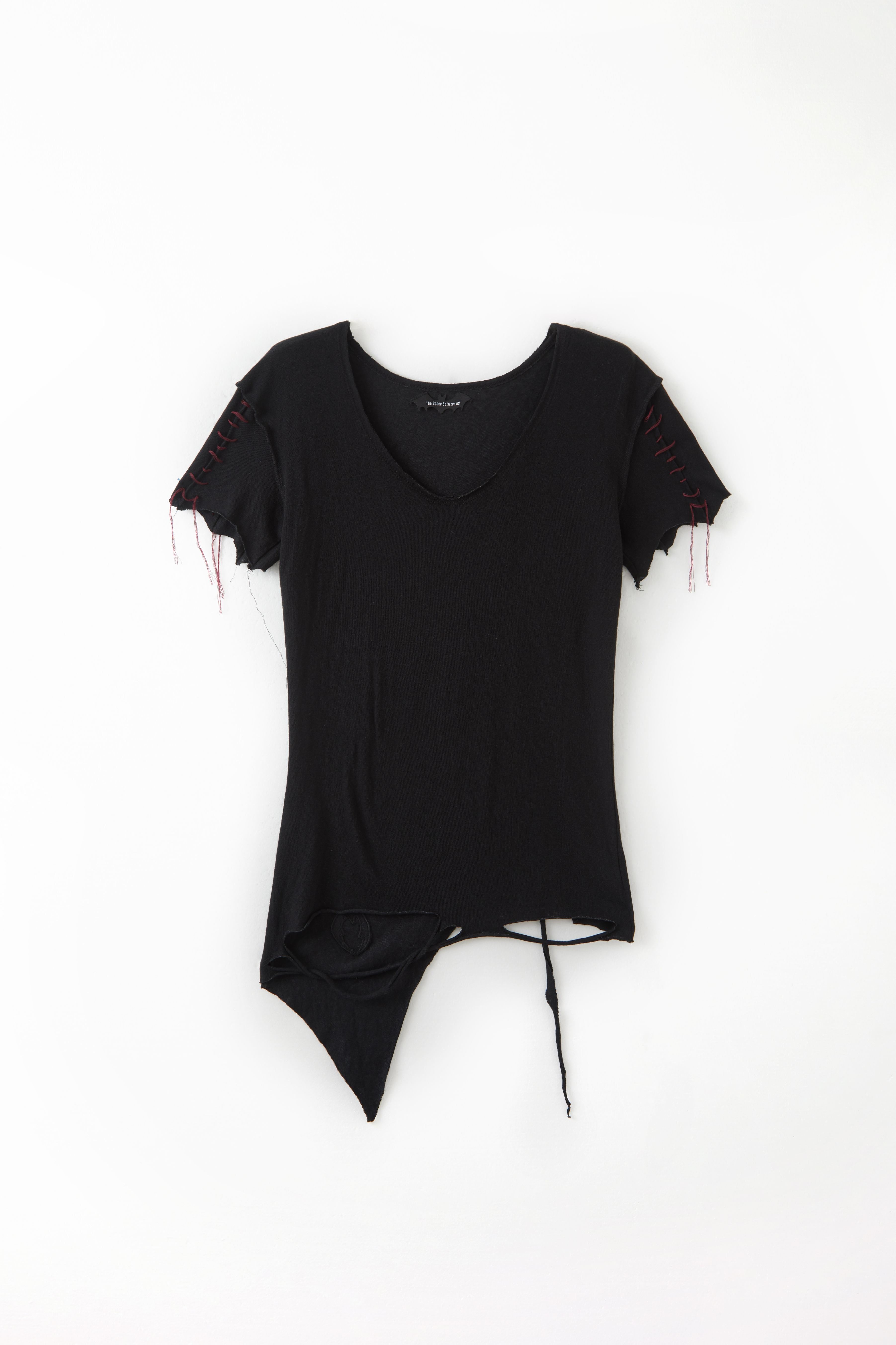 The_space_between_Us_Dark_Slim_Asymmetric_Distressed_Rock_Women's_Faux_Leather_Short_Sleeve_T-shirts_1059024493622_MISSTT