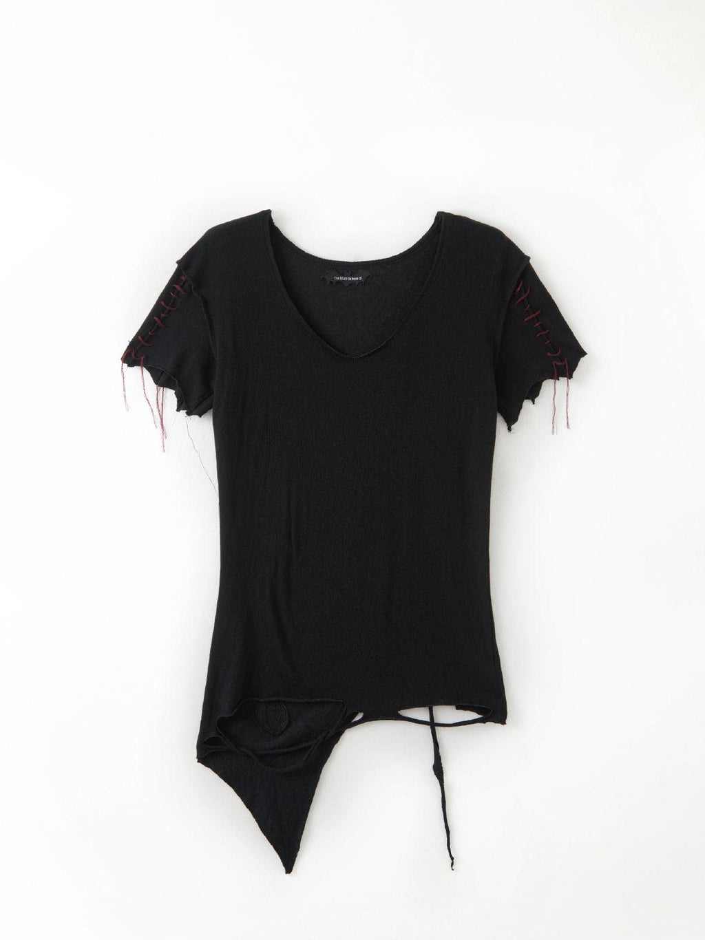 The space between Us Dark Slim Asymmetric Distressed Rock Women's Faux Leather Short Sleeve T-shirts