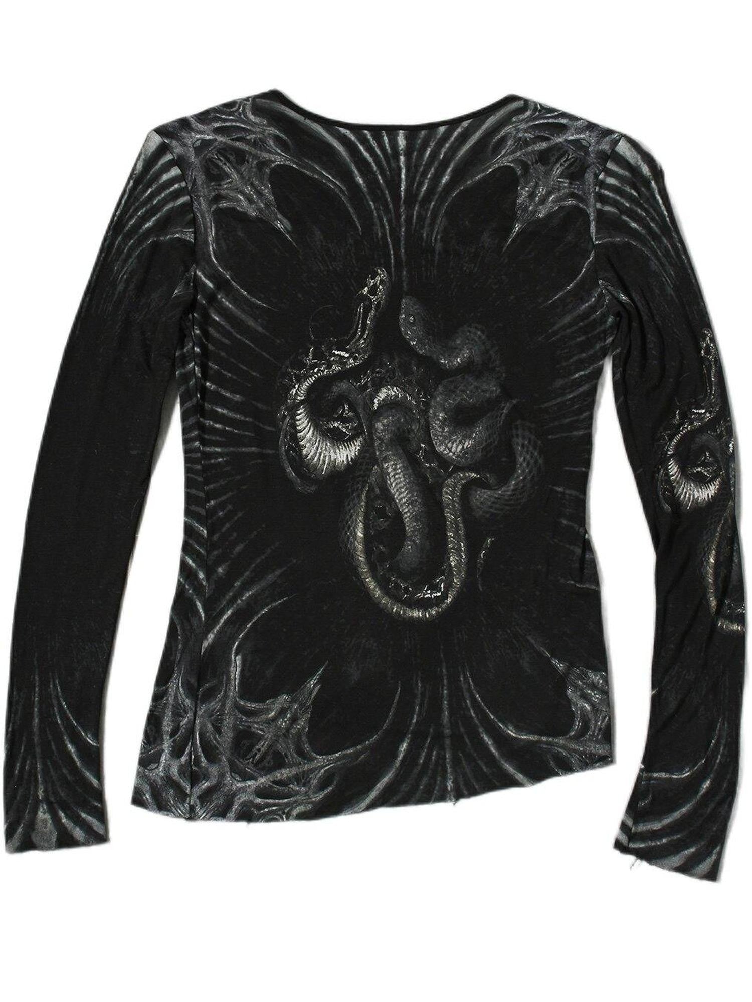 The space between Us Dark Totem Slim Fit Asymmetric Women's Tencel Cotton Long Sleeve T-shirts