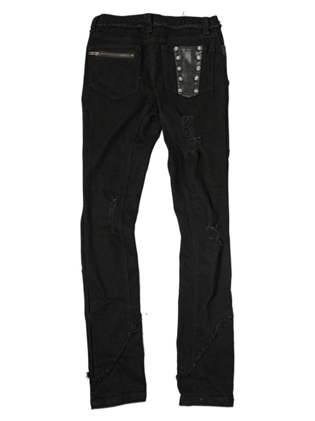 The space between Us Hunting Studded Spliced Leather Zipper Drawstring Tie Women's Cotton Skinny Pants