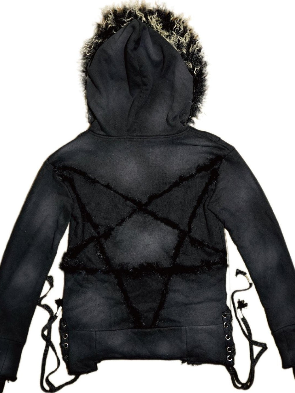 The space between Us Removable Dual Fur Collar Hood Studded Back Drawstring Women's Leather Jackets