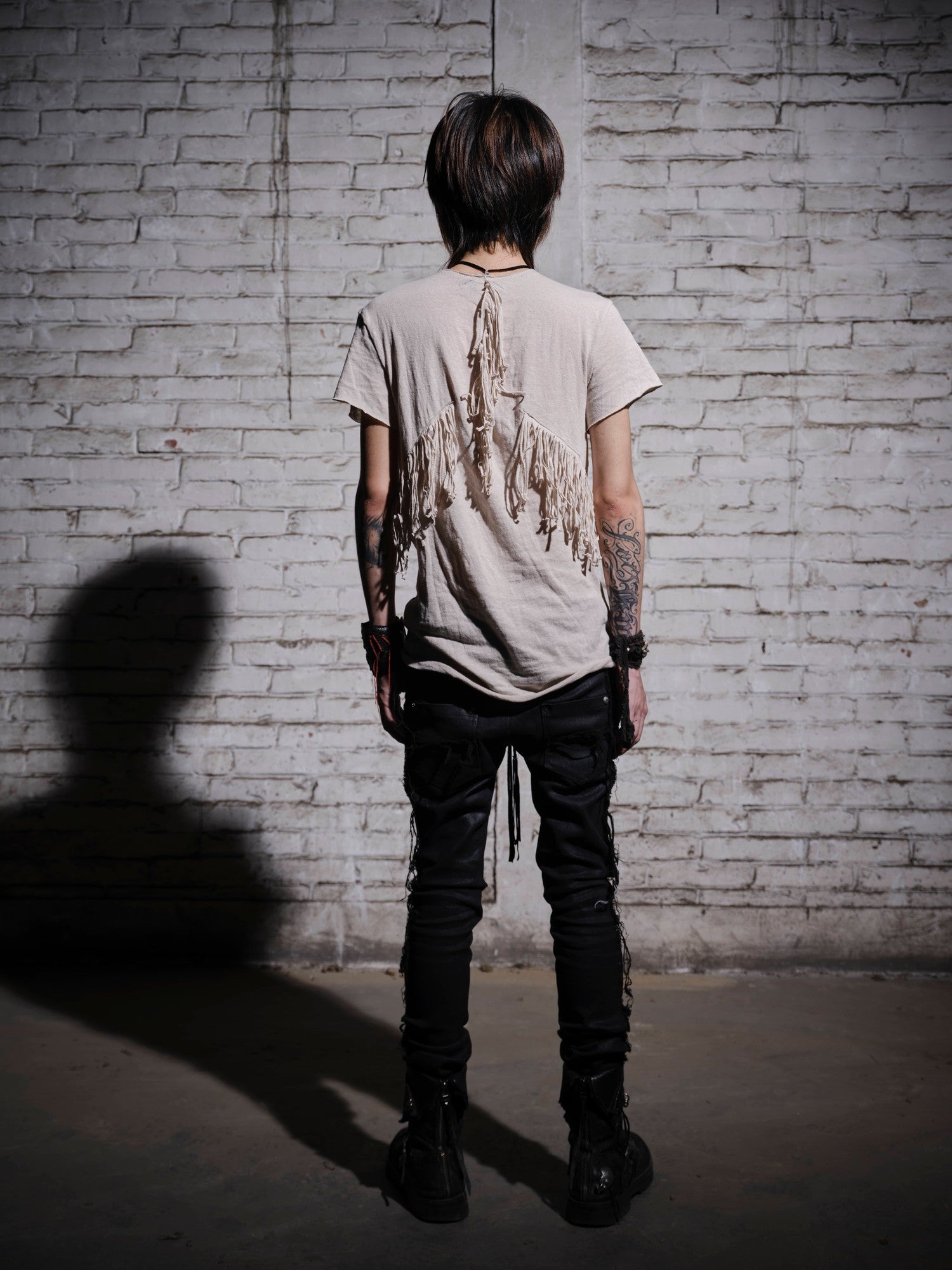 The space between Us Visual Kei Dark Distressed Fringe Slim Fit Women's Short Sleeve T-shirts