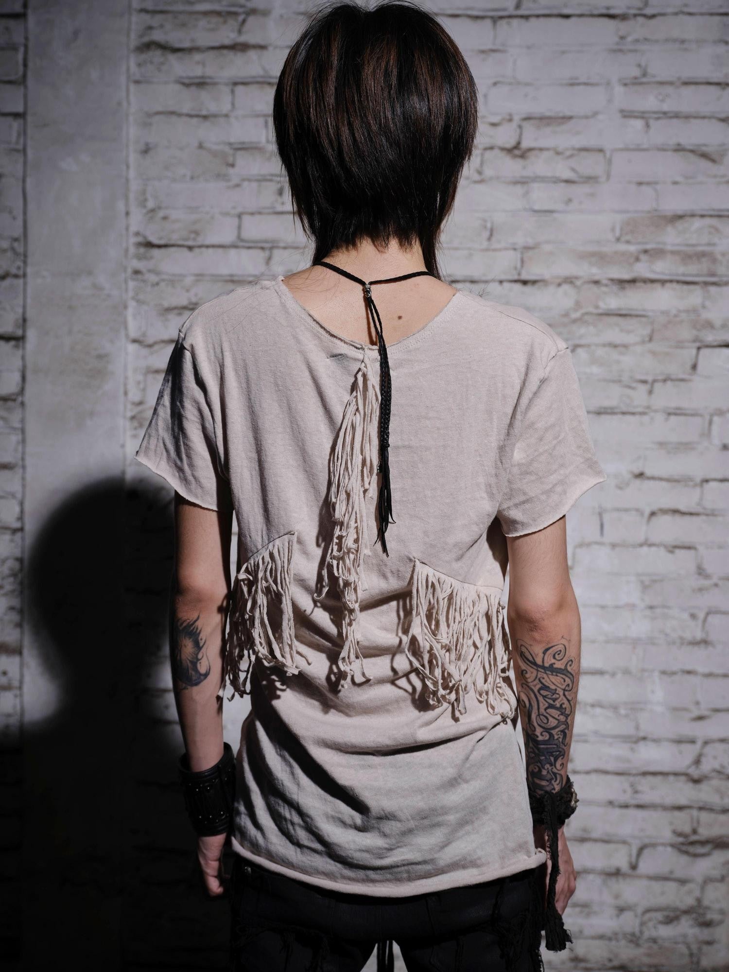 The space between Us Visual Kei Dark Distressed Fringe Slim Fit Women's Short Sleeve T-shirts