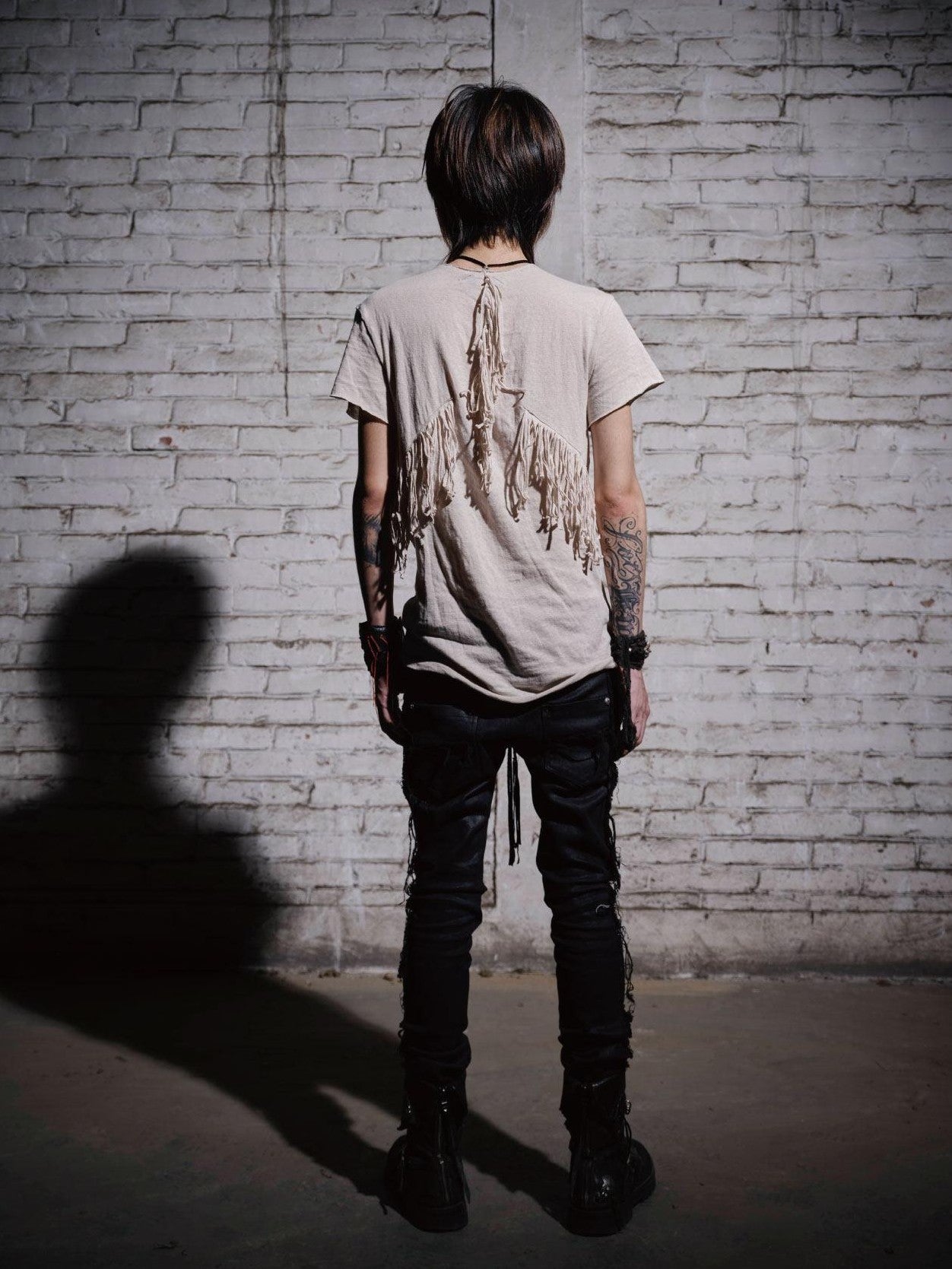 The space between Us Visual Kei Dark Distressed Fringe Slim Fit Women's Short Sleeve T-shirts