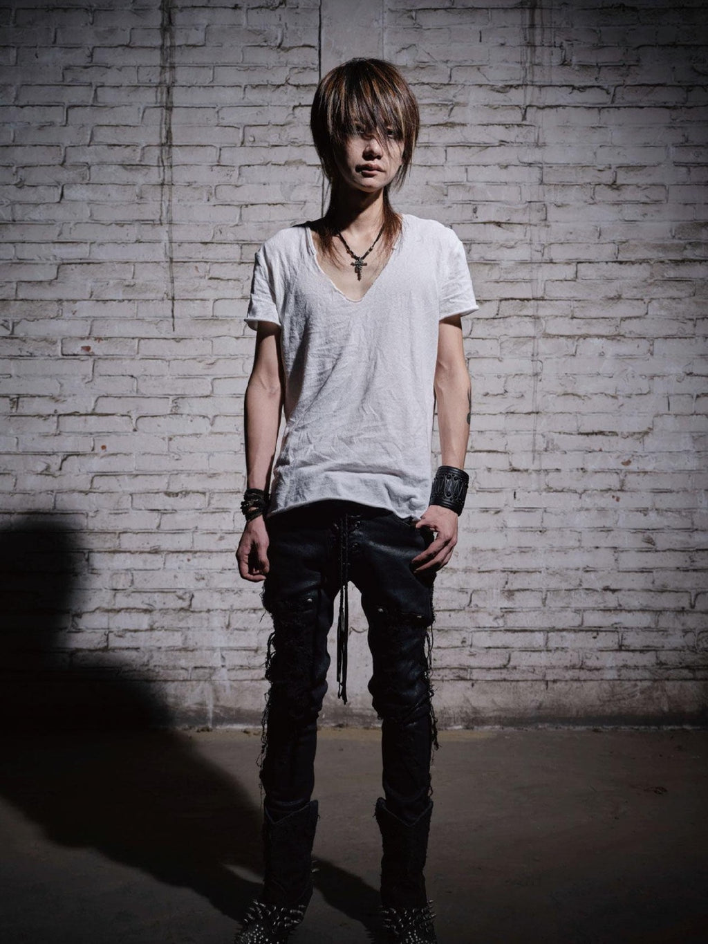 The space between Us Visual Kei Dark Rock Subculture Slim V-neck Women's Short Sleeve T-shirts