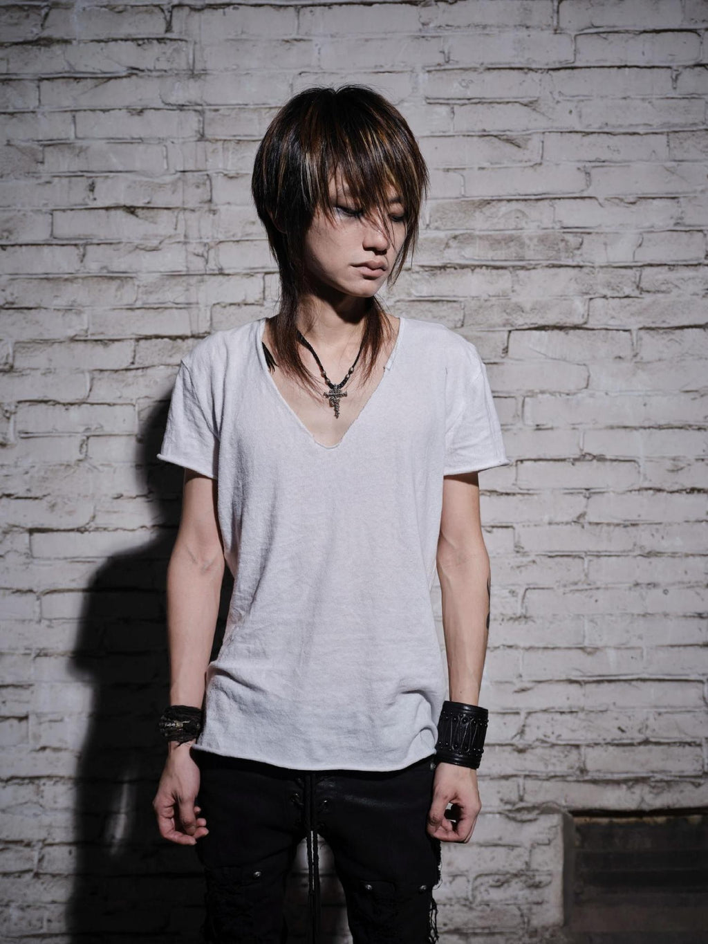 The space between Us Visual Kei Dark Rock Subculture Slim V-neck Women's Short Sleeve T-shirts