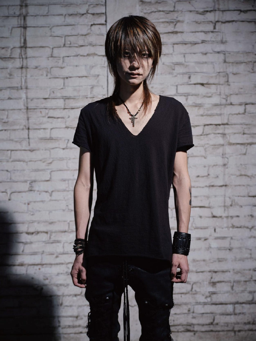 The space between Us Visual Kei Dark Rock Subculture Slim V-neck Women's Short Sleeve T-shirts