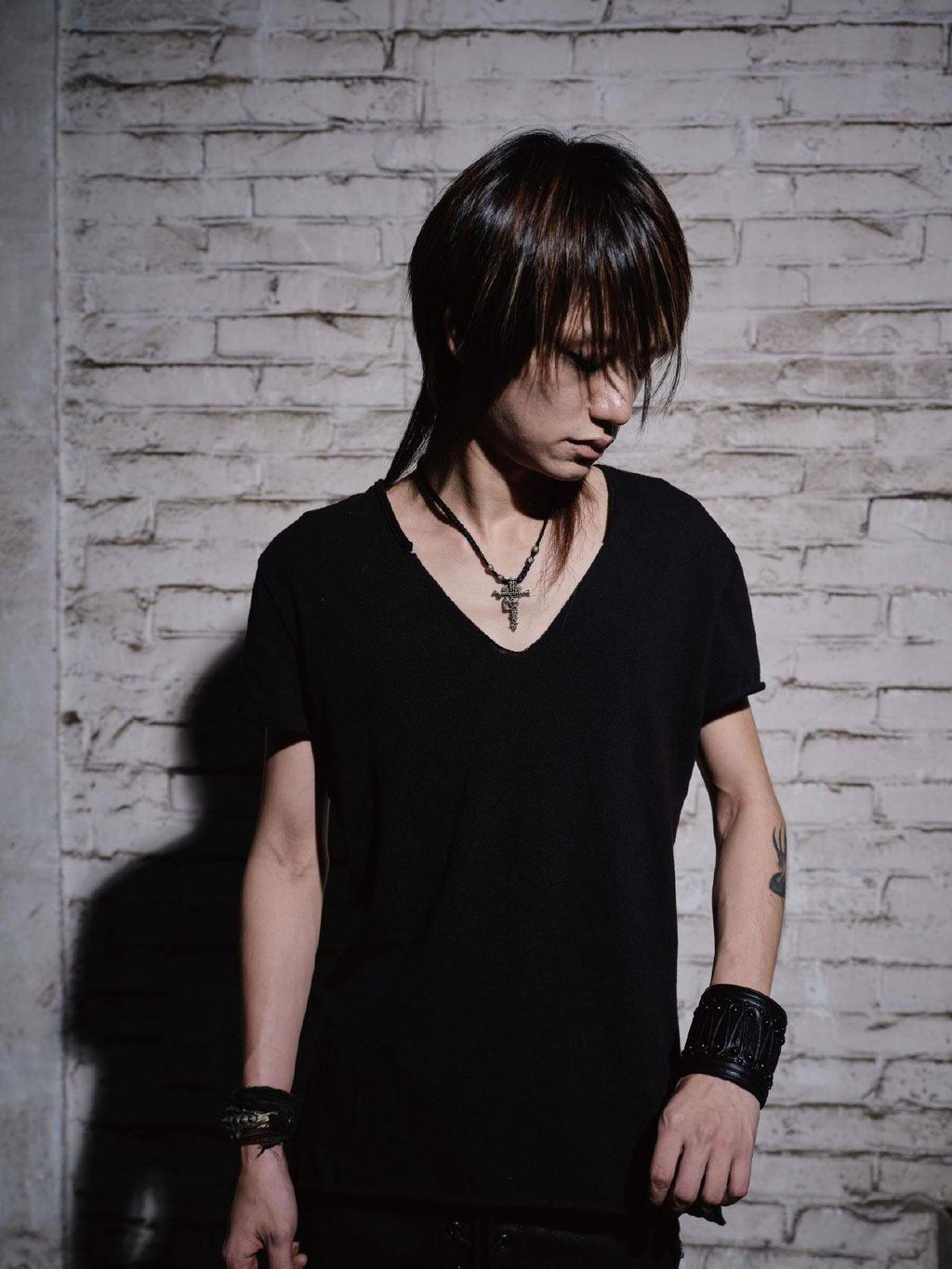 The space between Us Visual Kei Dark Rock Subculture Slim V-neck Women's Short Sleeve T-shirts