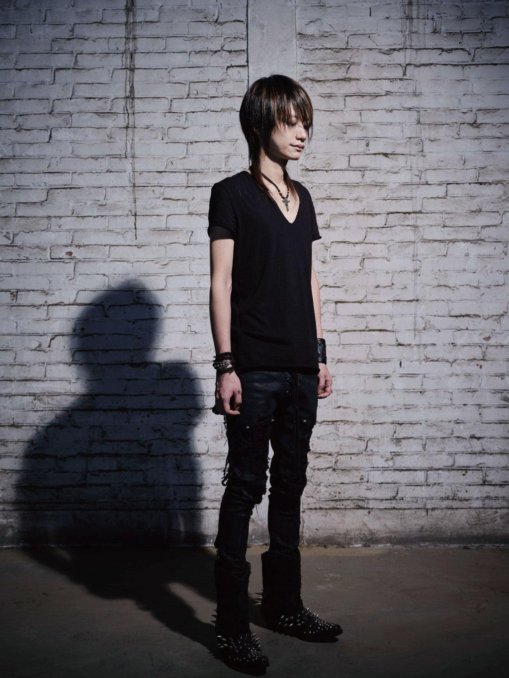The space between Us Visual Kei Dark Rock Subculture Slim V-neck Women's Short Sleeve T-shirts