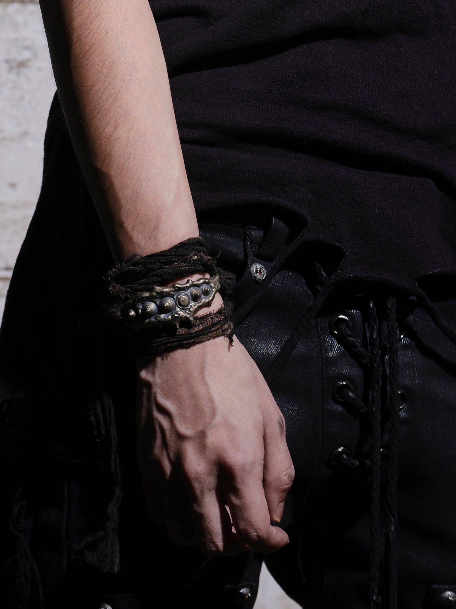 The space between Us Visual Kei Goth Rock Distressed Ribbon Women's Satin Bracelets