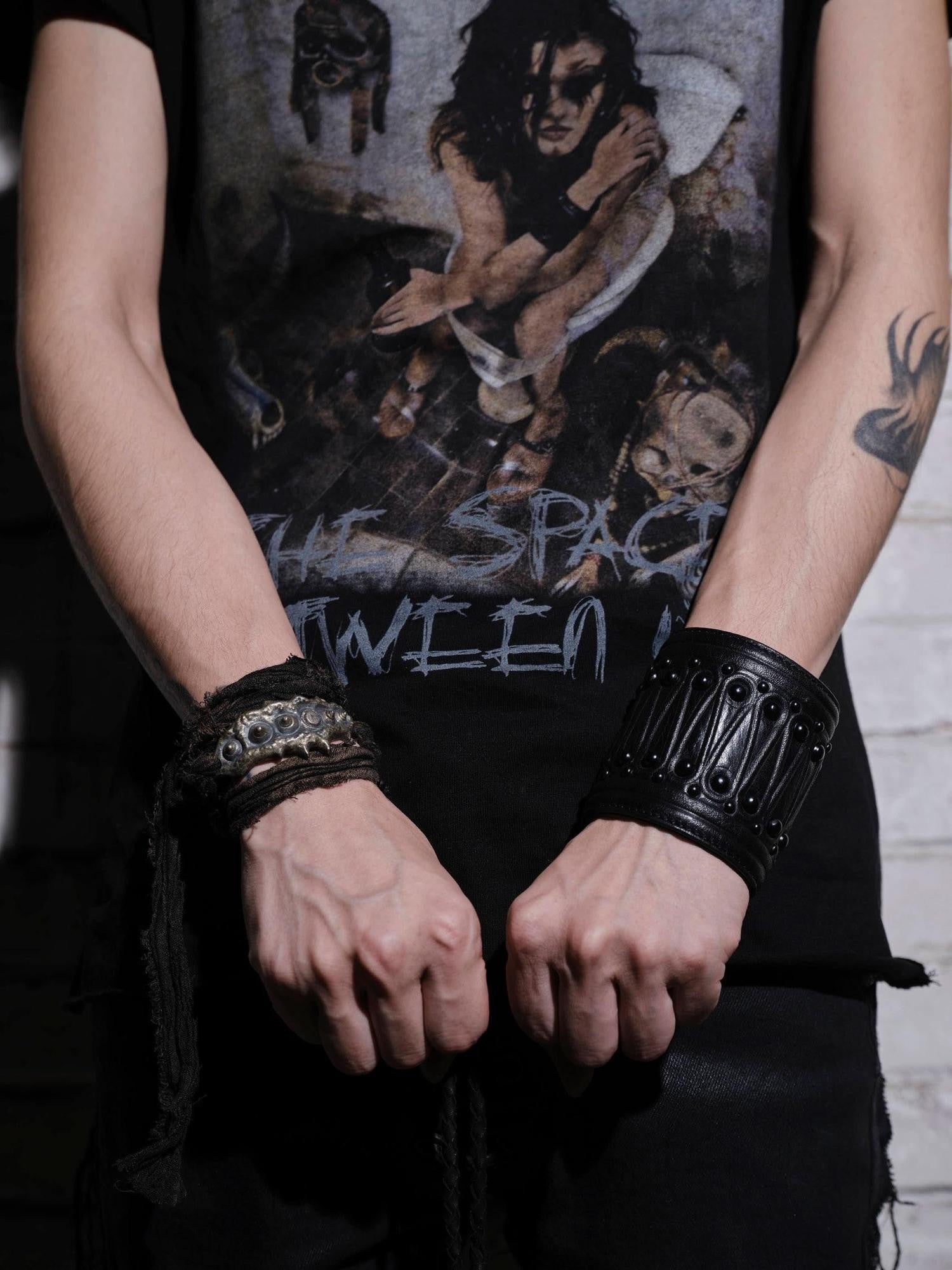 The space between Us Visual Kei Goth Rock Distressed Ribbon Women's Satin Bracelets