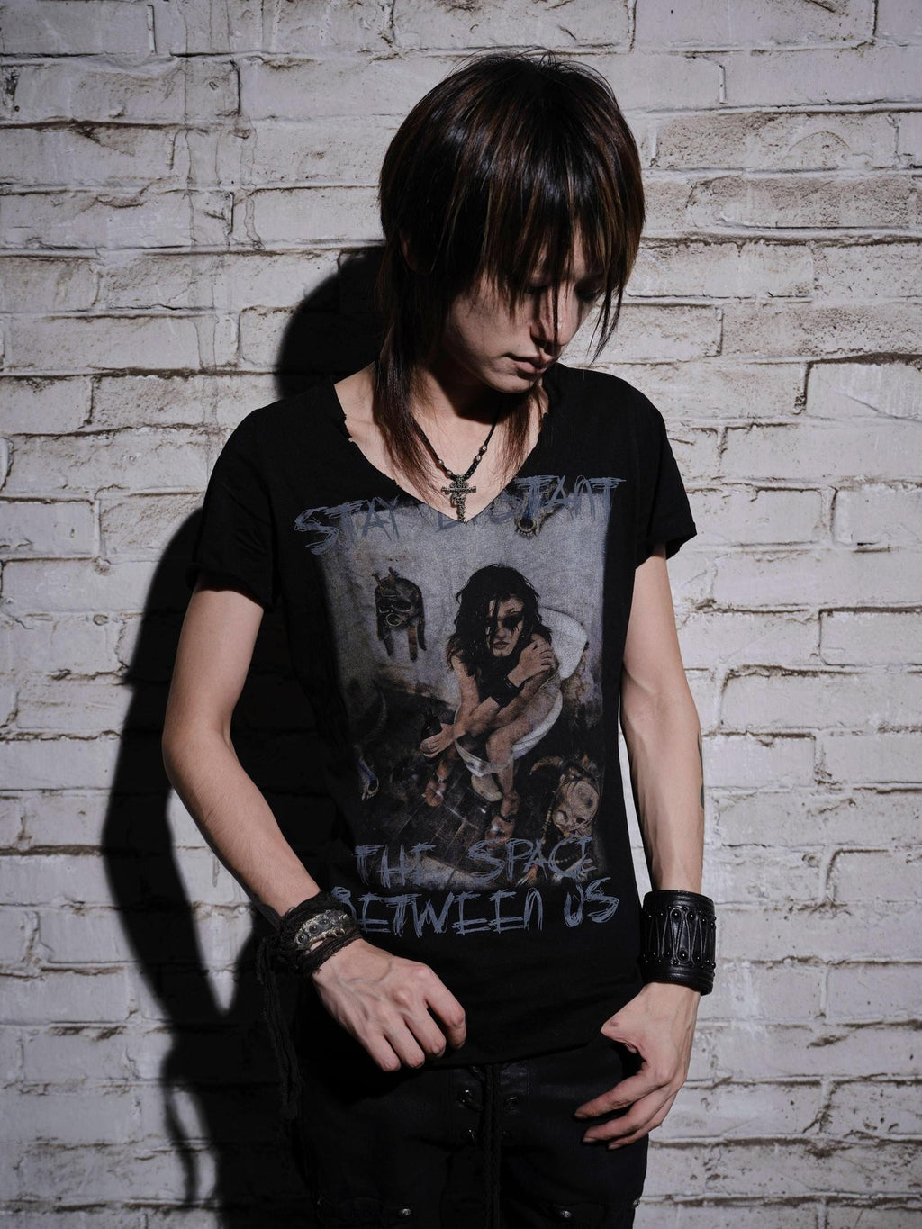 The space between Us Visual Kei Goth Rock Distressed Ribbon Women's Satin Bracelets