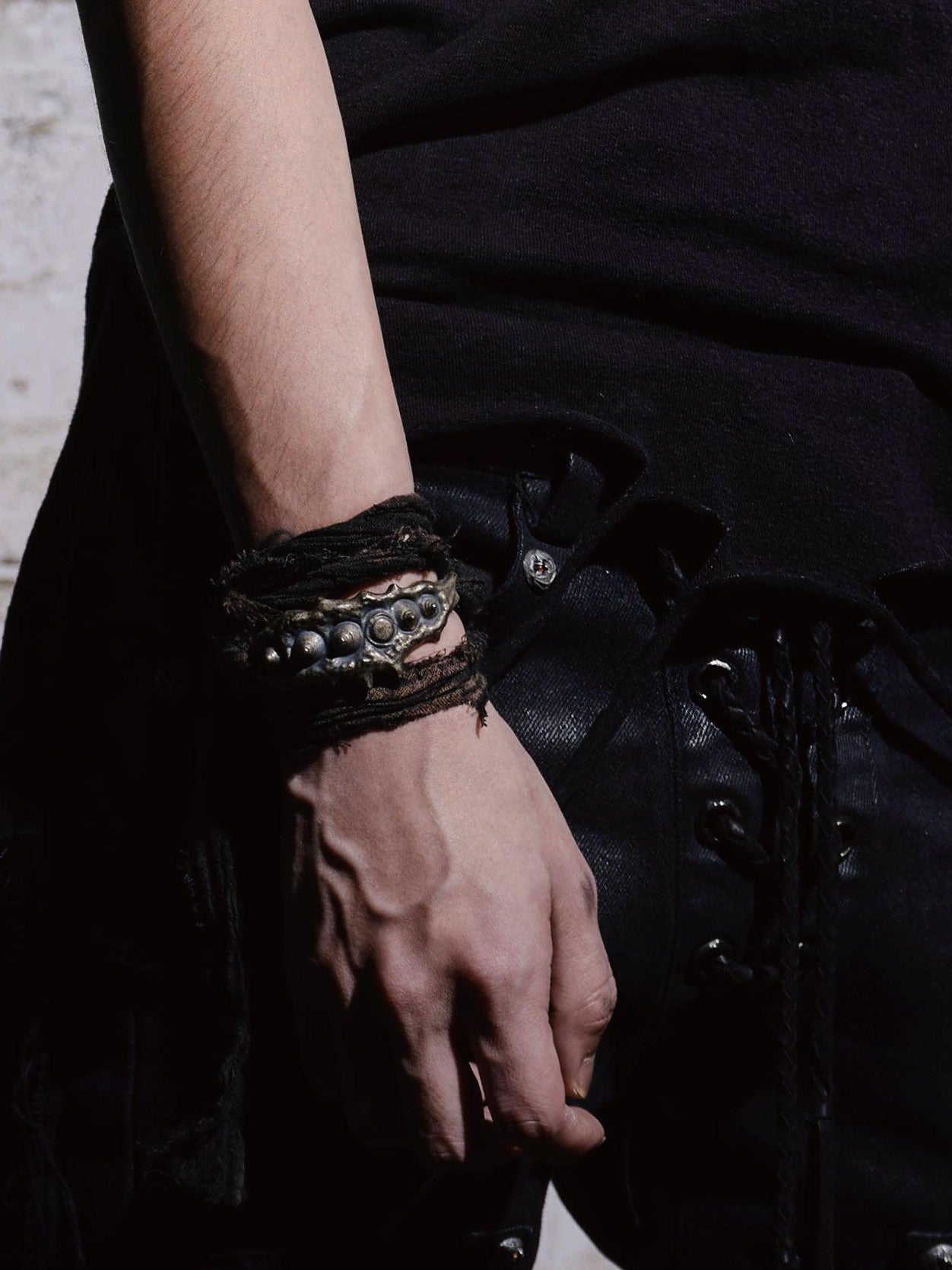 The space between Us Visual Kei Goth Rock Distressed Ribbon Women's Satin Bracelets