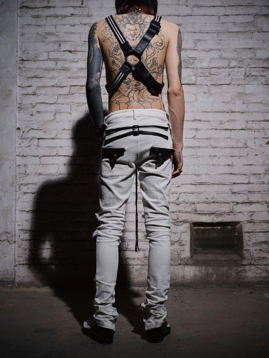 The space between Us Visual Subculture Rock Leather Patch Women's 100 Percent Cotton Skinny Pants