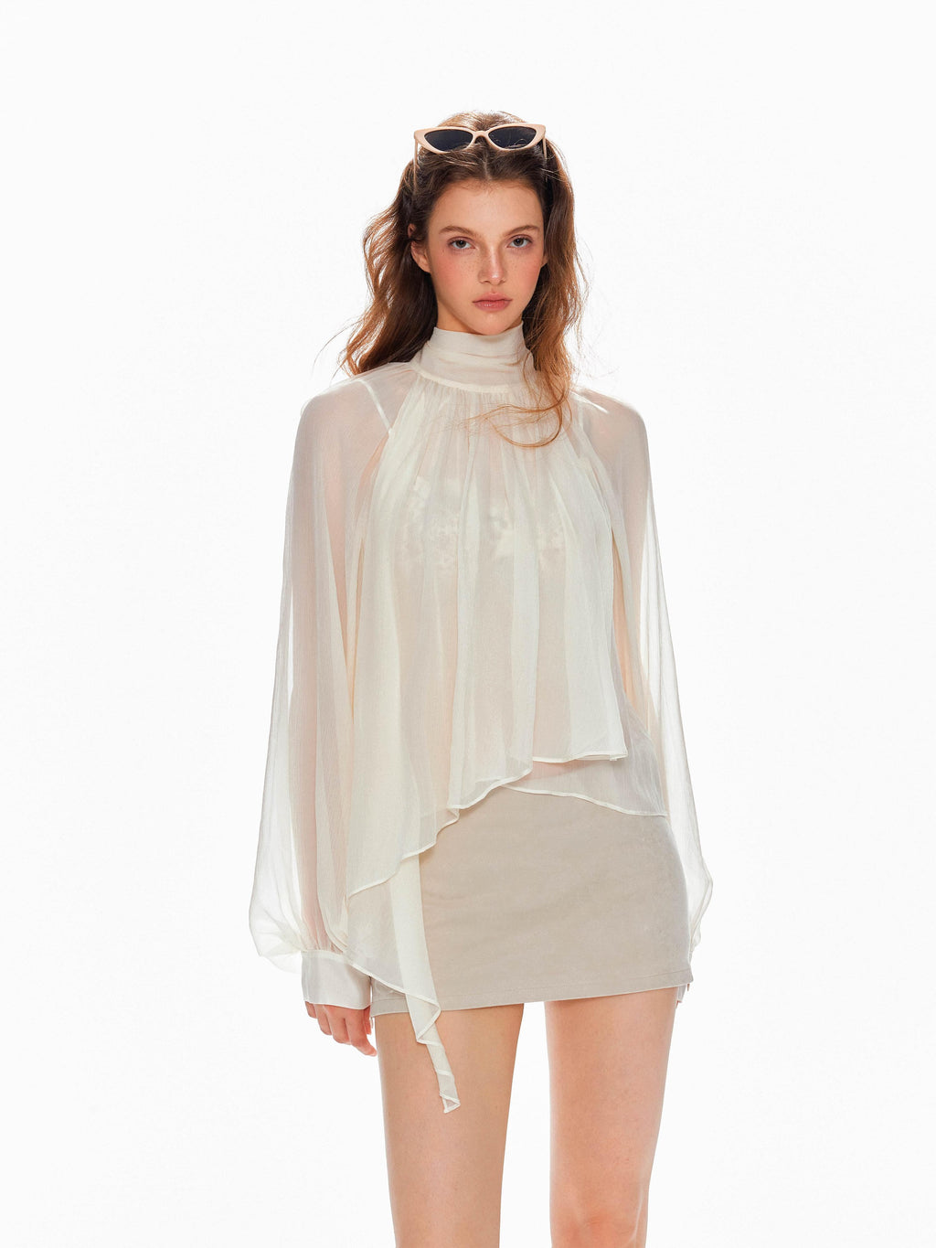 Tut_tuto_Asymmetric_Sheer_Lantern_Sleeve_Stand_Collar_Women's_Cupro_Sheer_Shirts_1076070859874_MISSTT
