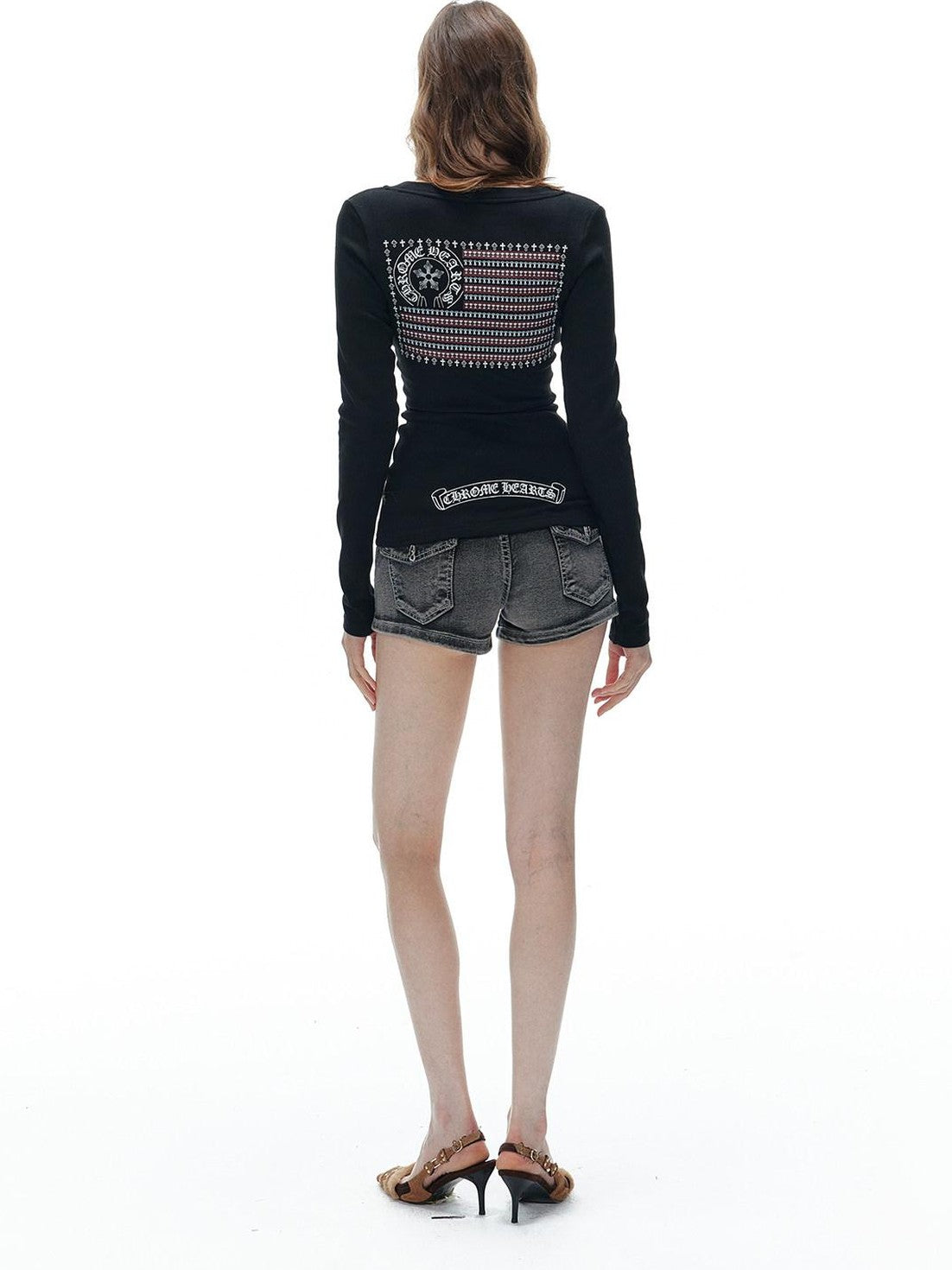 Tut tuto Black American Printed Slim Fit Women's Denim Casual Top & Shorts Sets