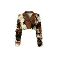 Tut_tuto_Brown_Cow_Print_Plush_Fur_Leather_Trim_Women's_Short_Jacket_Matching_Skirt_Sets_740441581049_MISSTT
