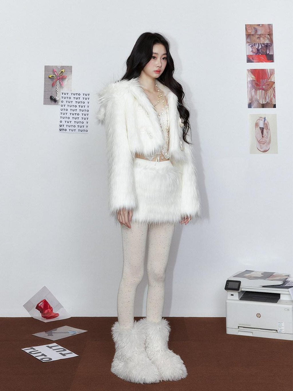 Tut tuto Cloud White Bear Hooded Fluffy Women's Plush Cozy Faux Fur Coats