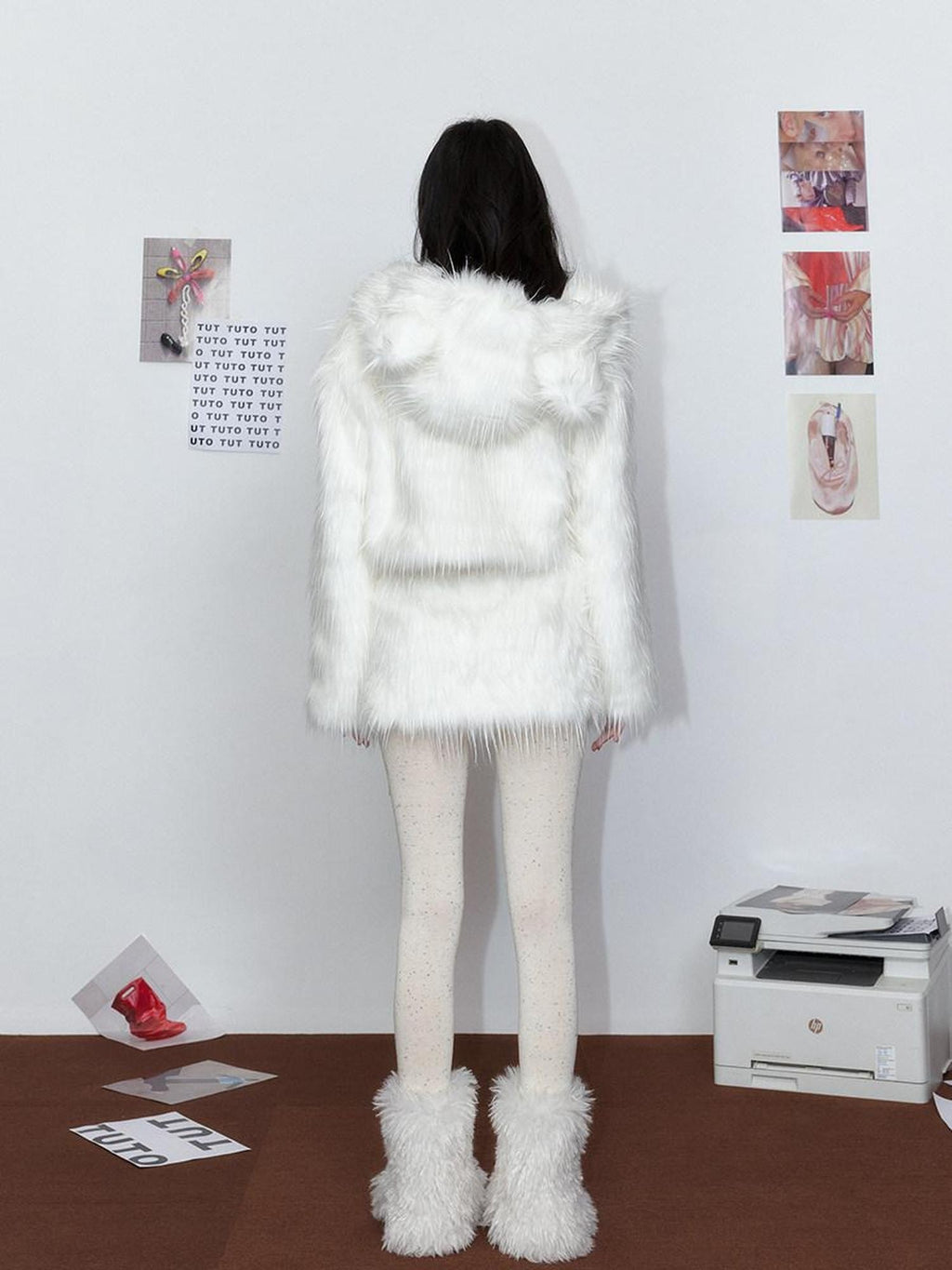 Tut tuto Cloud White Bear Hooded Fluffy Women's Plush Cozy Faux Fur Coats