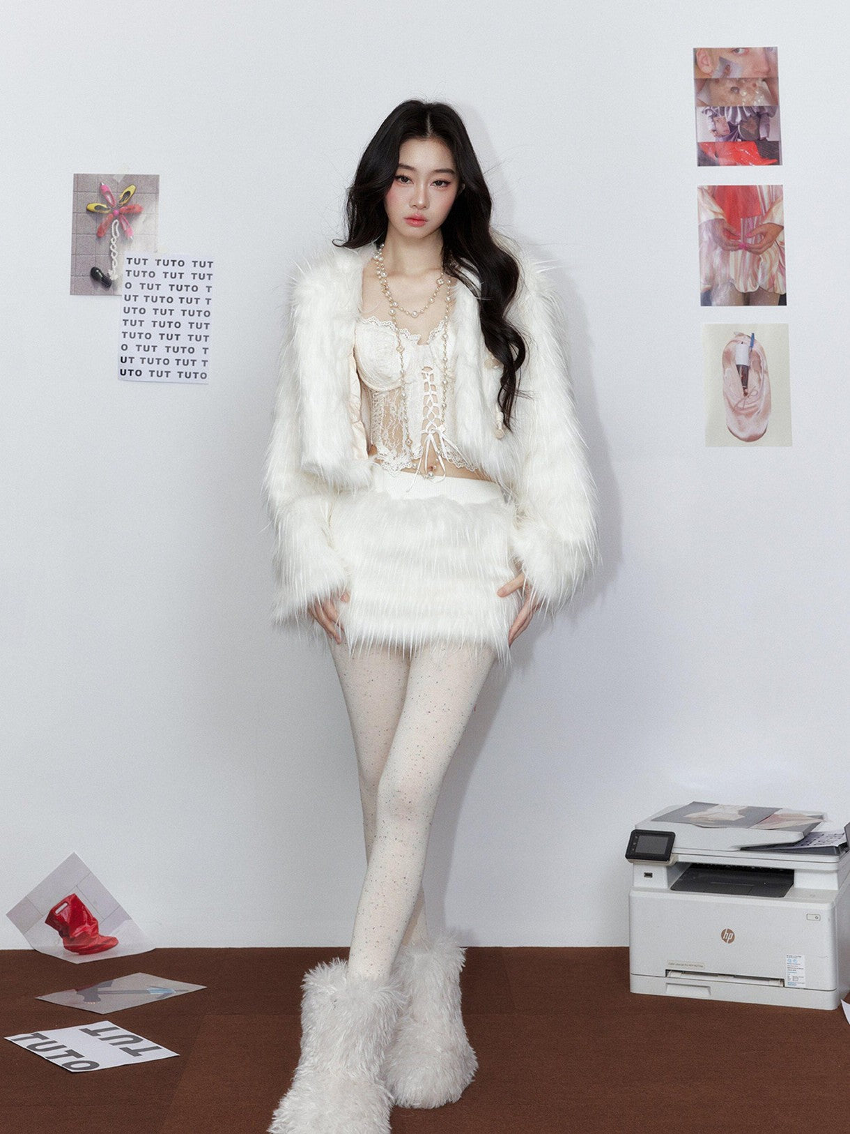 Tut tuto Cloud White Bear Hooded Fluffy Women's Plush Cozy Faux Fur Coats