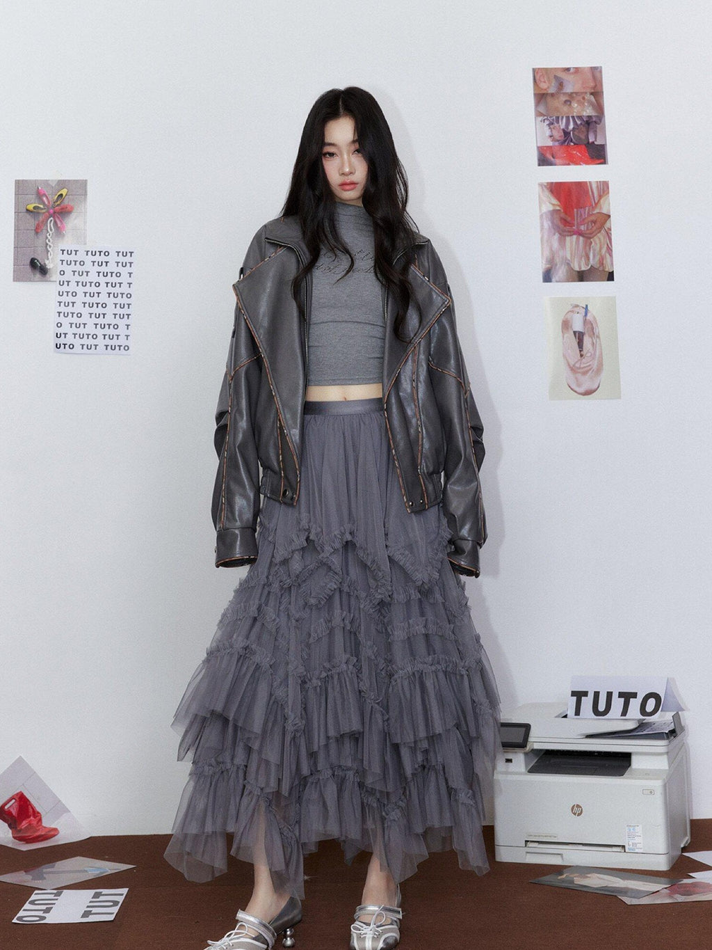 Tut tuto Dreamy Romantic Tiered Puff Embellished Women's Tulle Maxi Skirts