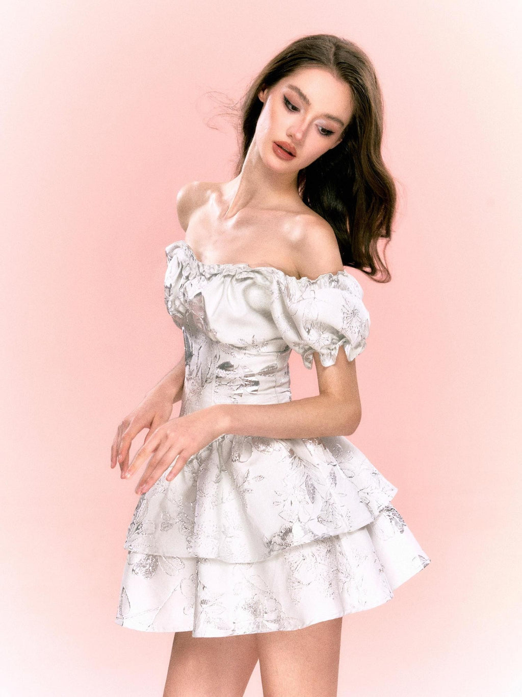 Tut tuto Jacquard Slim Fit Off Shoulder A Line Women's Polyester Tube Mini Dresses