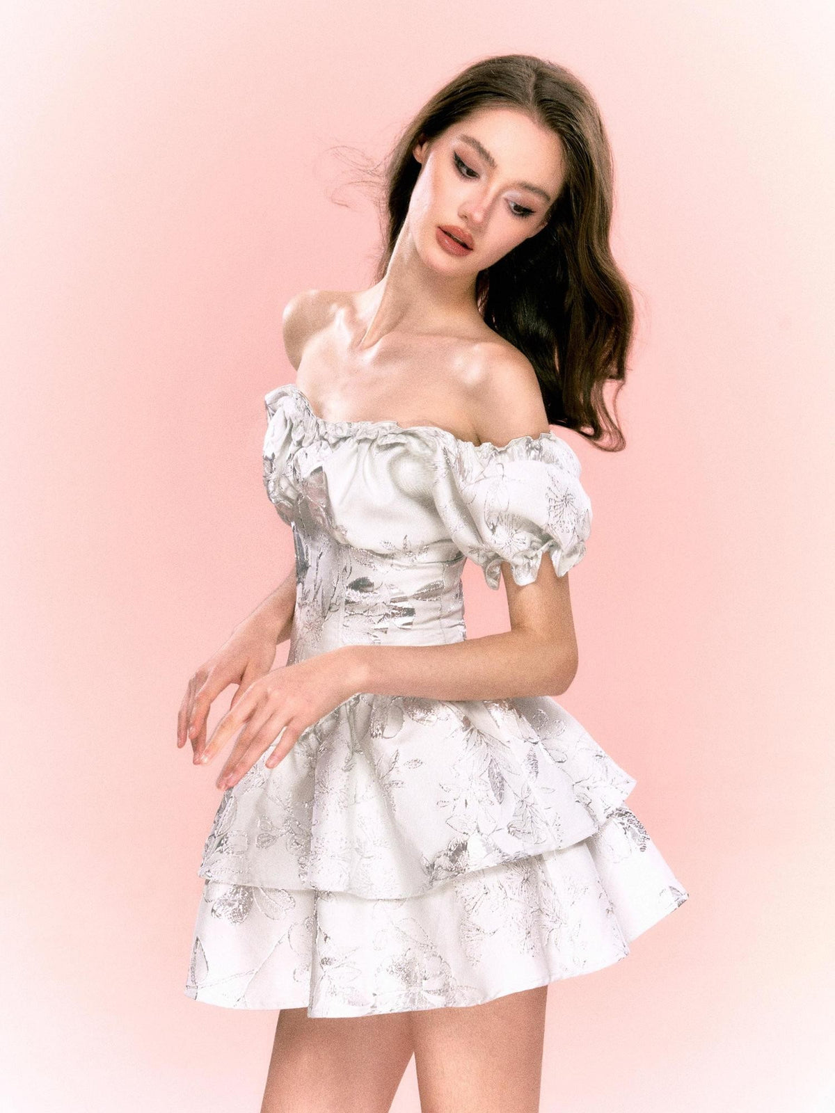 Tut tuto Jacquard Slim Fit Off Shoulder A Line Women's Polyester Tube Mini Dresses
