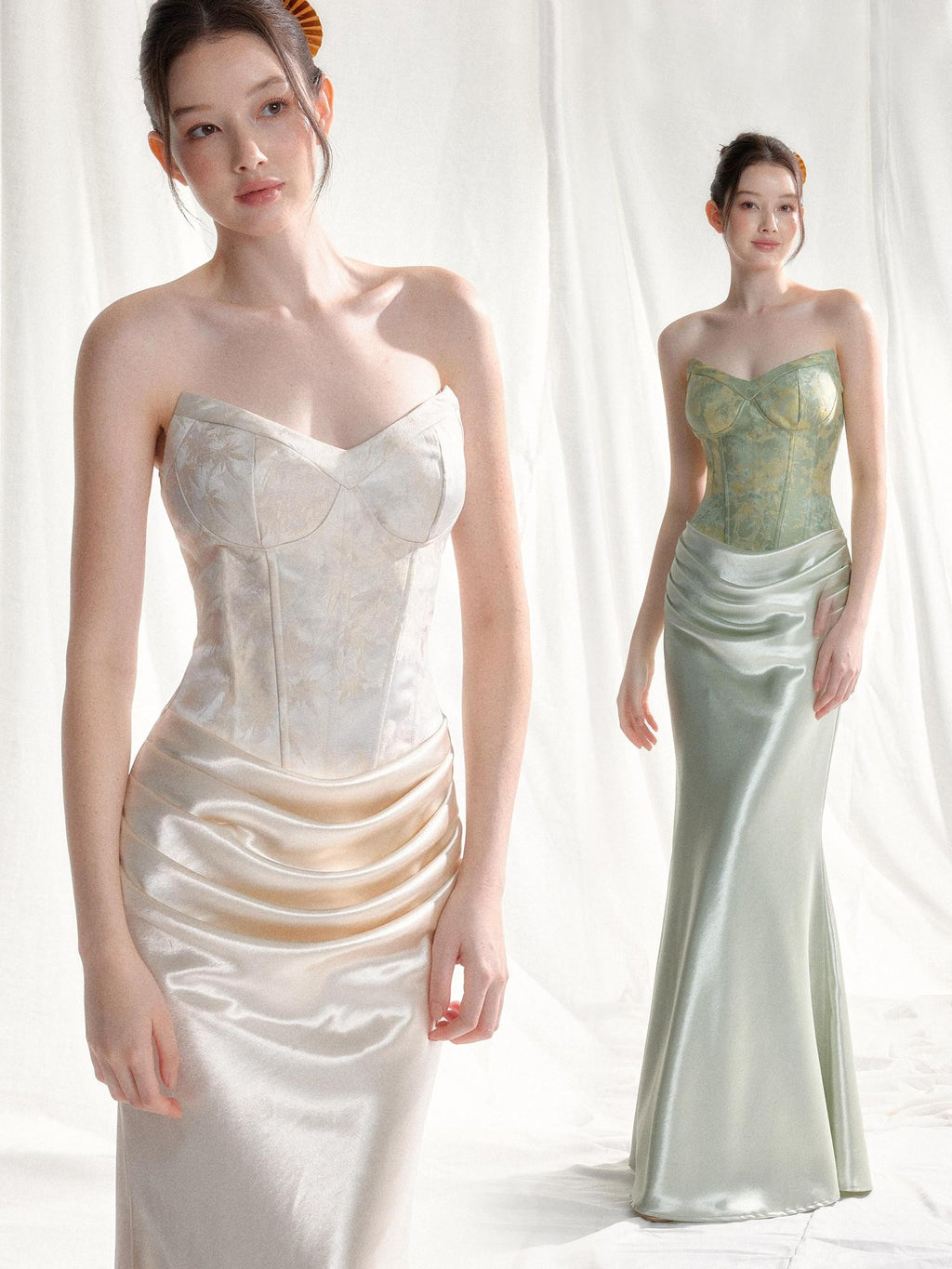 Tut tuto Jacquard Strapless Mermaid Women's Silk Bodycon Maxi Dresses