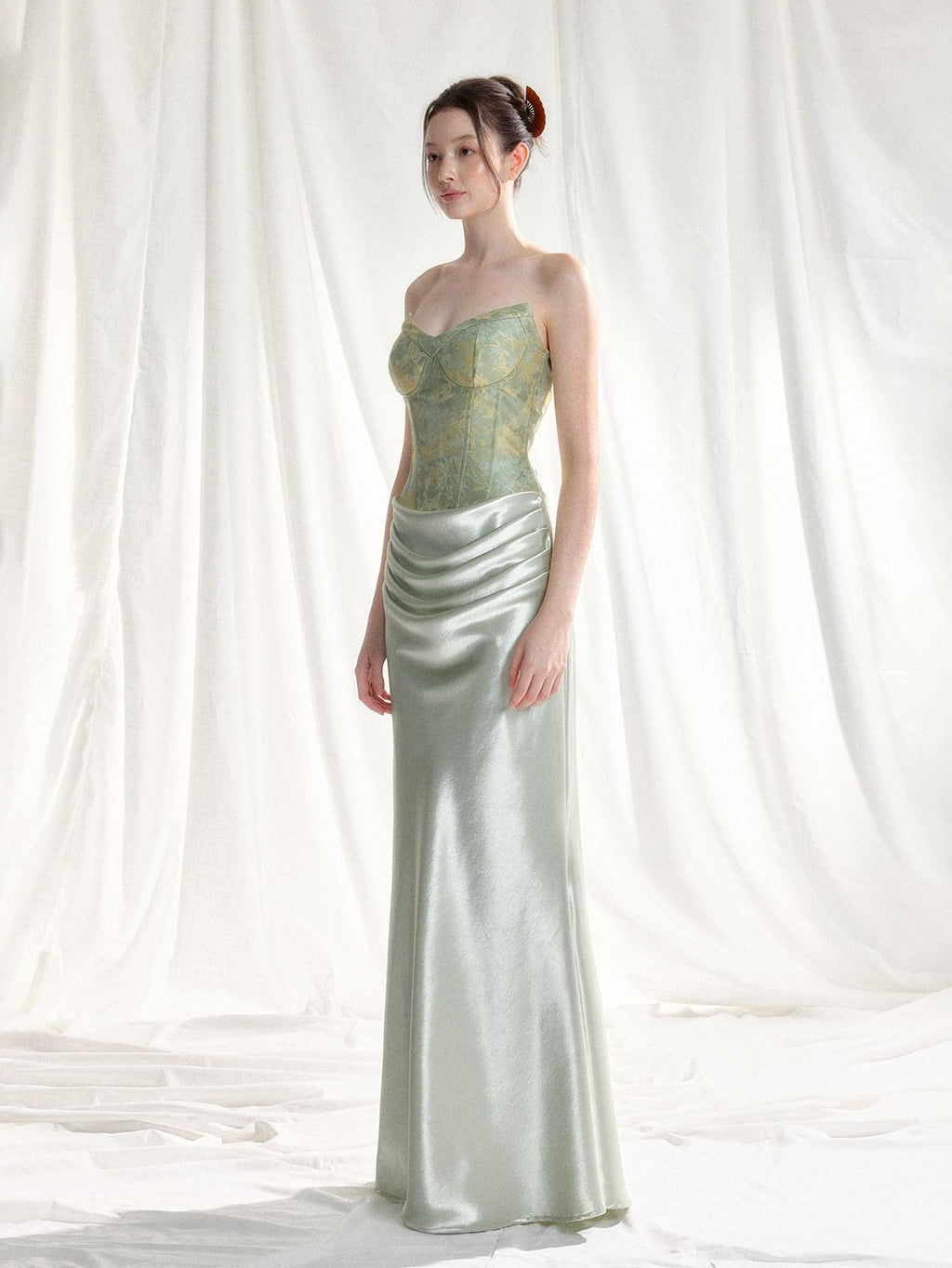 Tut tuto Jacquard Strapless Mermaid Women's Silk Bodycon Maxi Dresses