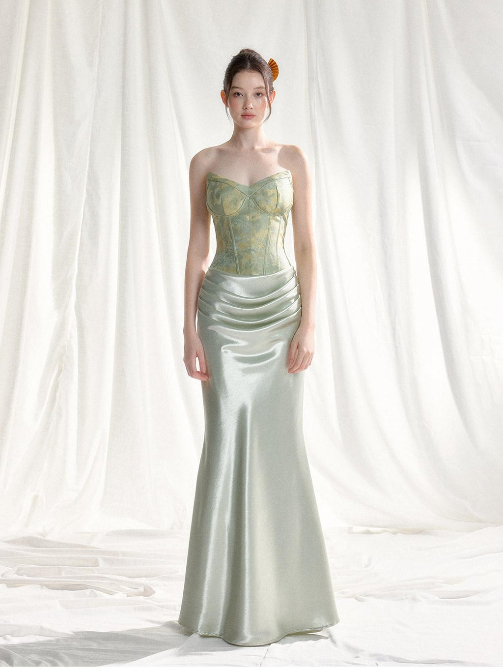 Tut tuto Jacquard Strapless Mermaid Women's Silk Bodycon Maxi Dresses