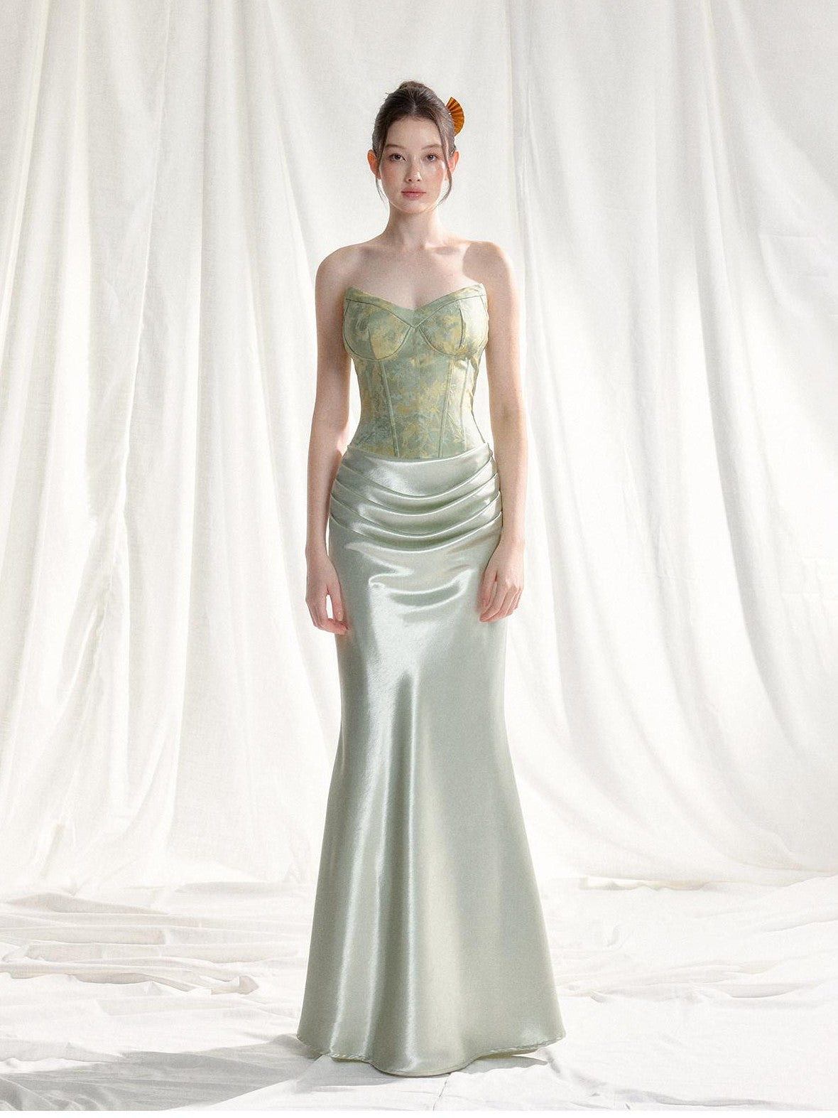 Tut tuto Jacquard Strapless Mermaid Women's Silk Bodycon Maxi Dresses