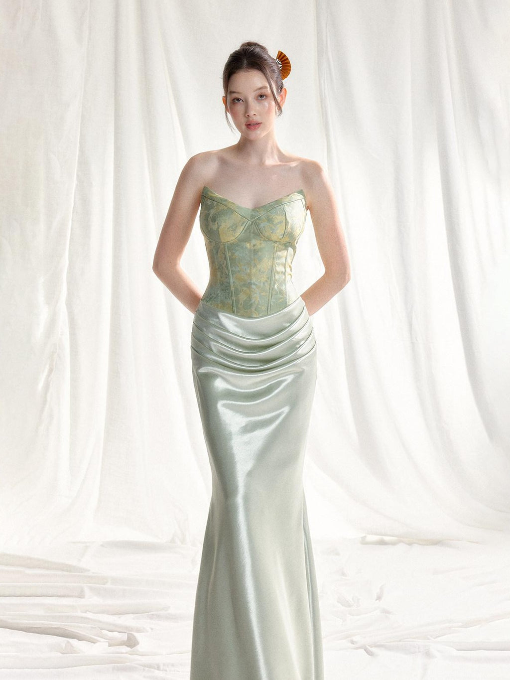 Tut tuto Jacquard Strapless Mermaid Women's Silk Bodycon Maxi Dresses
