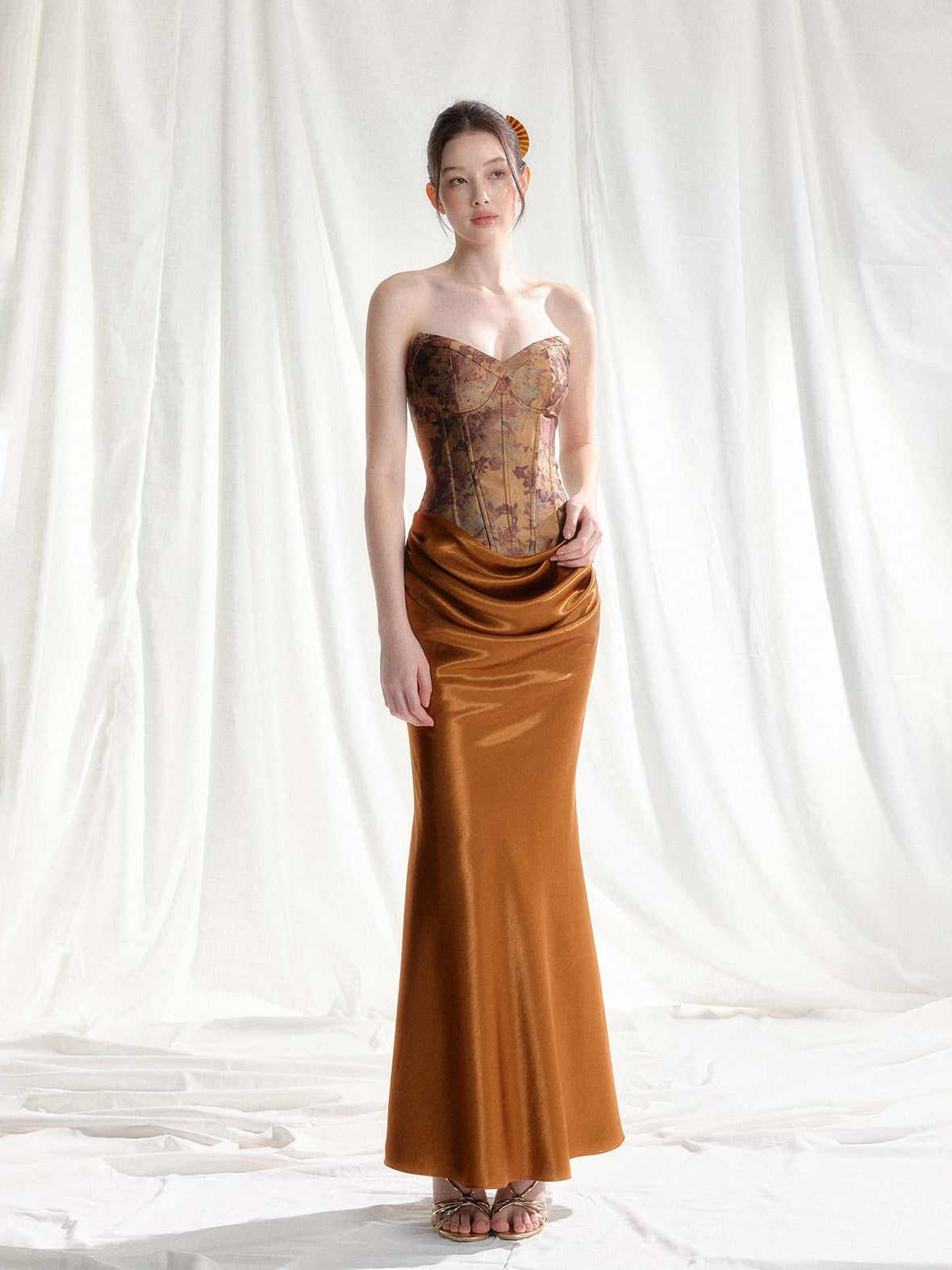 Tut tuto Jacquard Strapless Mermaid Women's Silk Bodycon Maxi Dresses