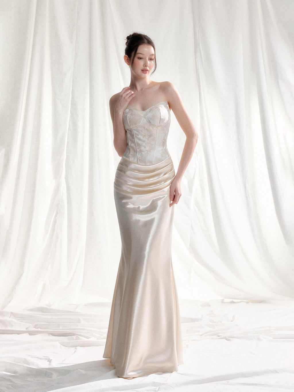 Tut tuto Jacquard Strapless Mermaid Women's Silk Bodycon Maxi Dresses