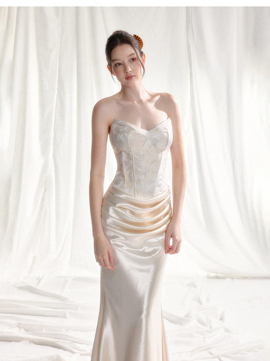 Tut tuto Jacquard Strapless Mermaid Women's Silk Bodycon Maxi Dresses