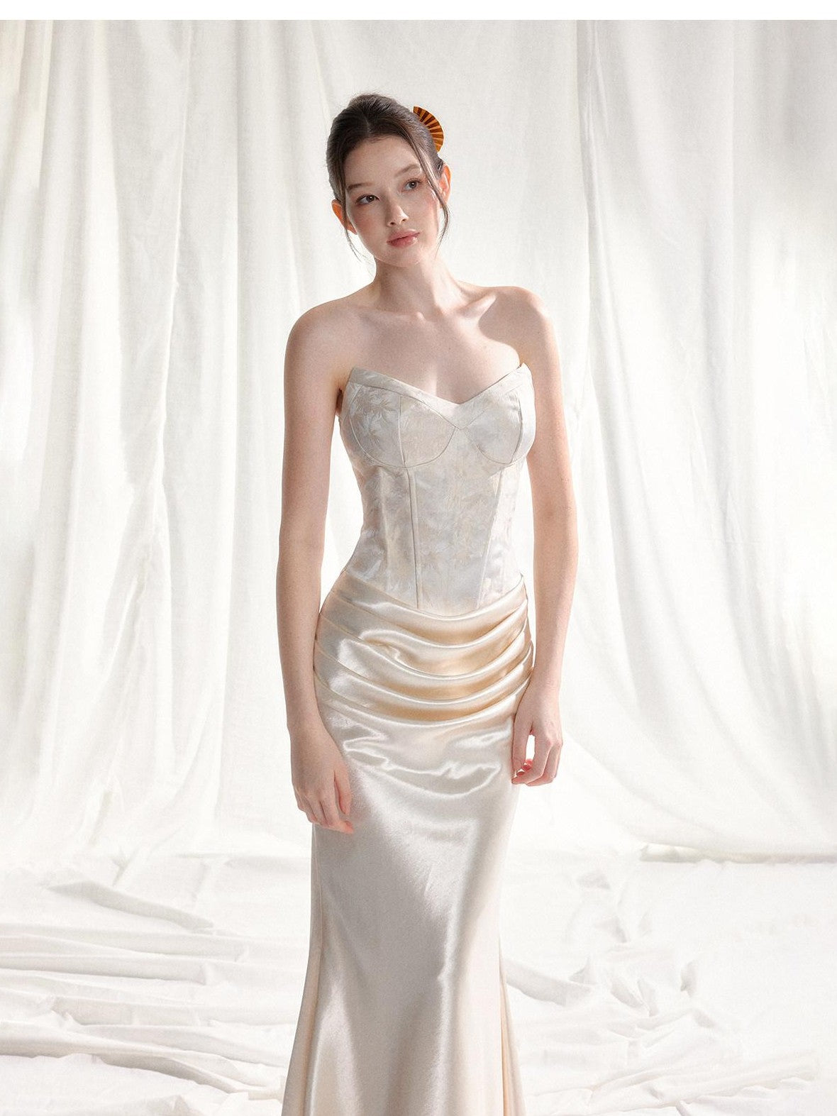 Tut tuto Jacquard Strapless Mermaid Women's Silk Bodycon Maxi Dresses