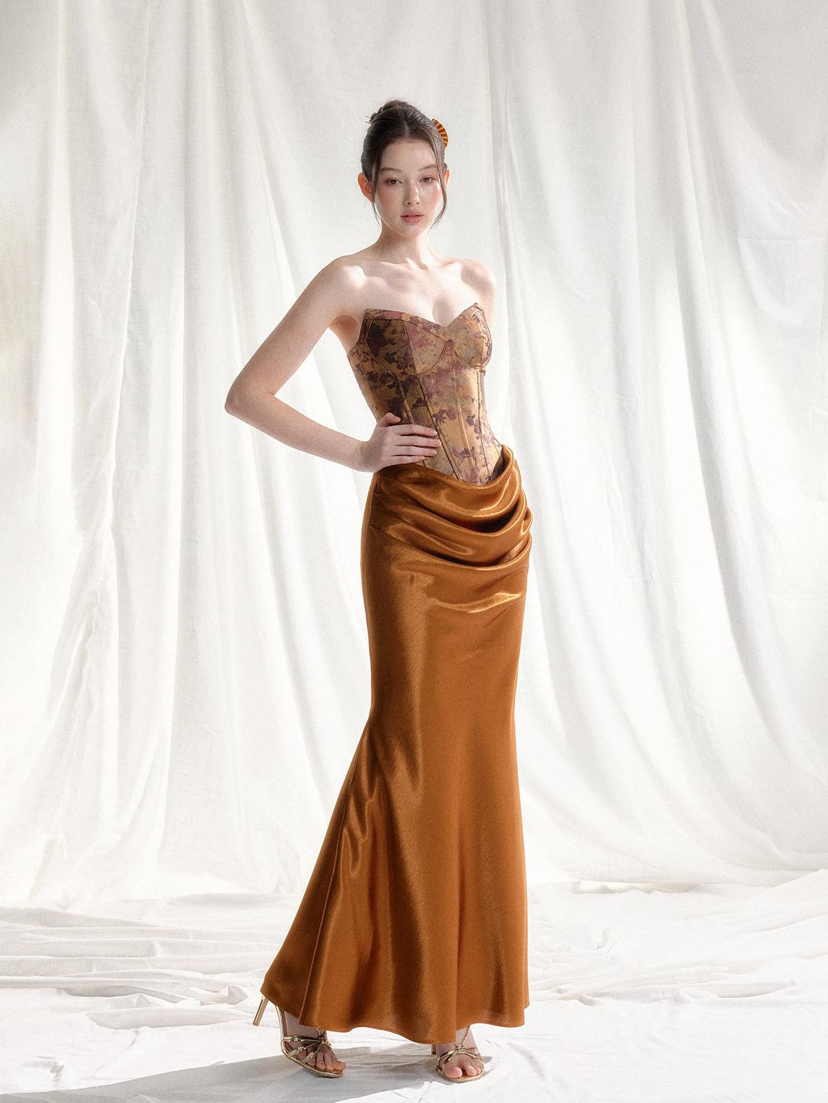 Tut tuto Jacquard Strapless Mermaid Women's Silk Bodycon Maxi Dresses