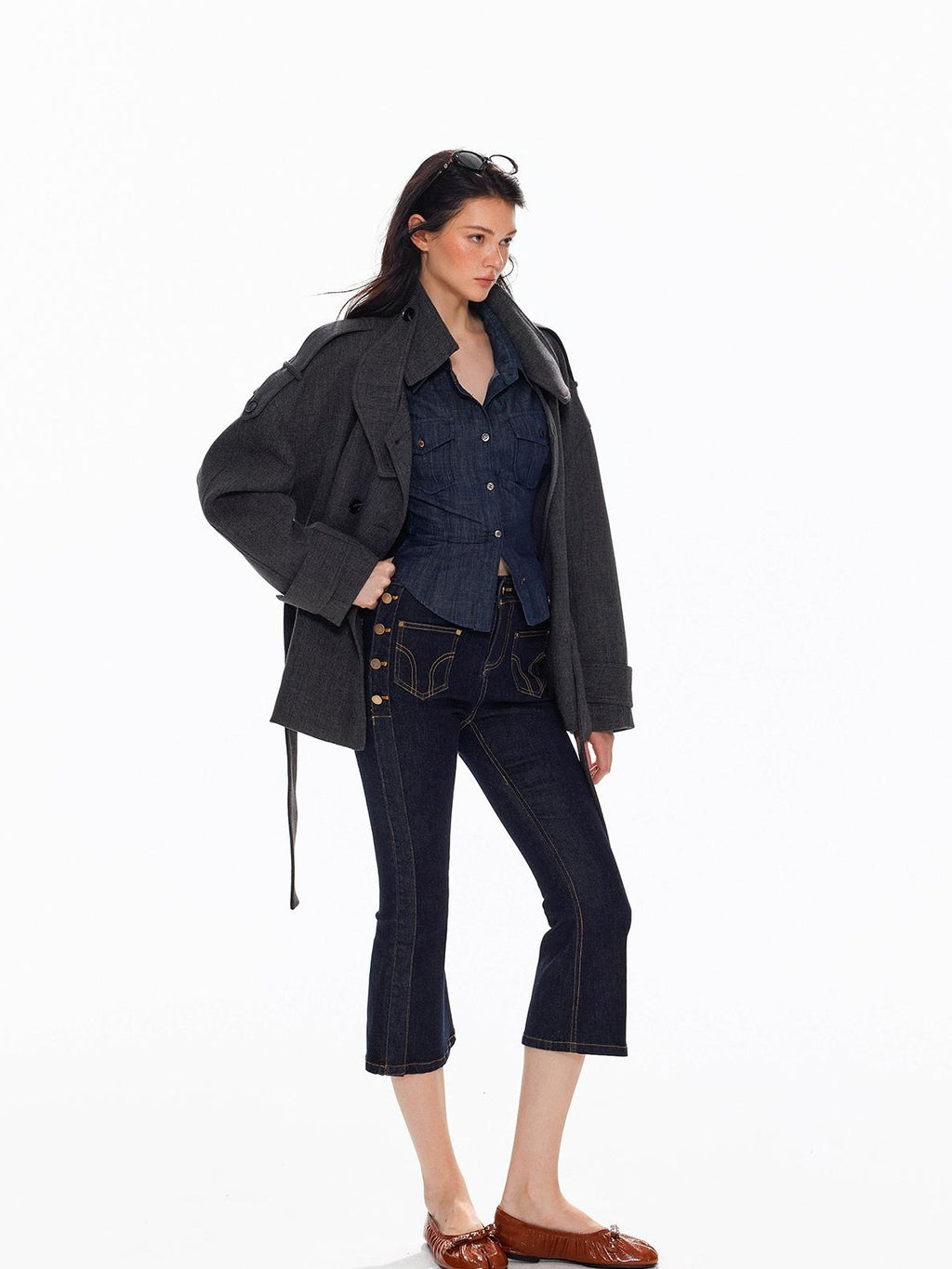 Tut tuto Lace Up Double Breasted Hooded Women's Wool Blend Wool Coats