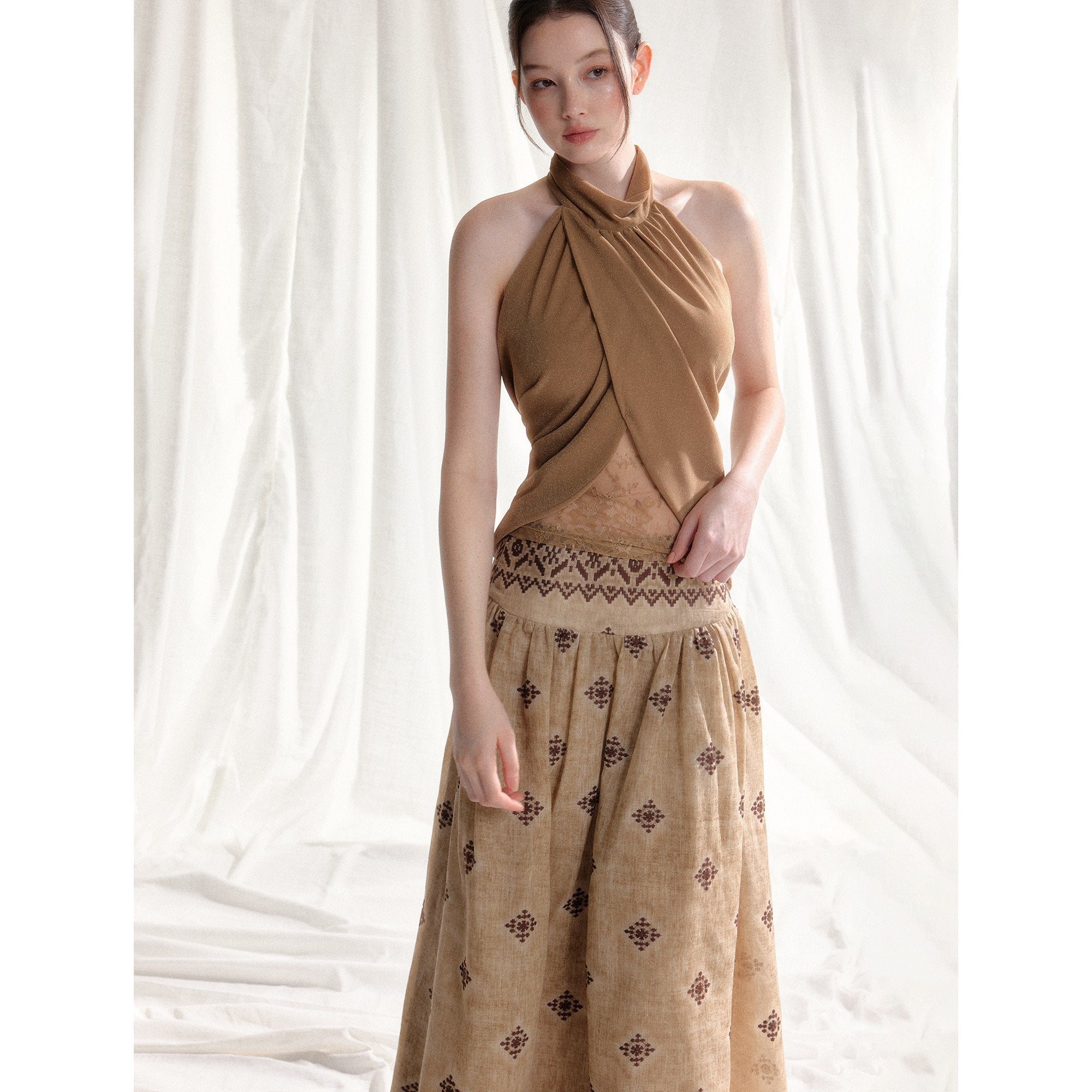 Tut_tuto_Light_Coffee_Halter_Neck_Mesh_Spliced_Lace_Women's_Matching_Skirt_Sets_1050371263350_MISSTT