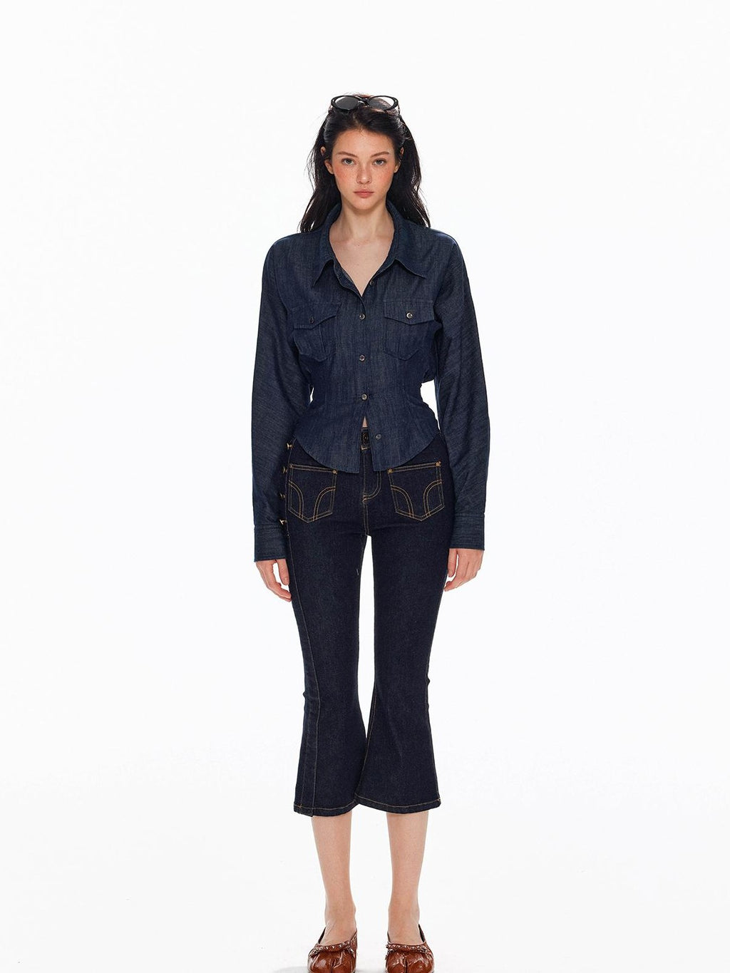 Tut tuto Low Rise Side Button Slim Fit Cotton Women's Cropped Jeans