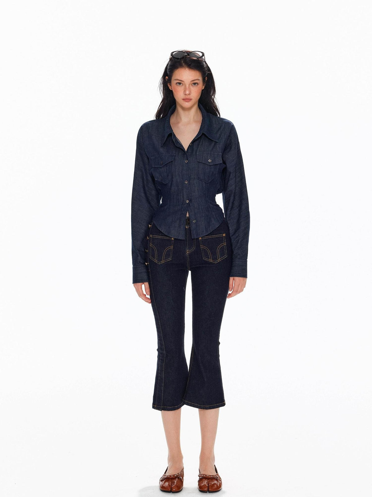 Tut tuto Low Rise Side Button Slim Fit Cotton Women's Cropped Jeans