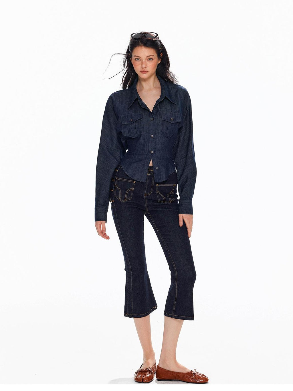 Tut tuto Low Rise Side Button Slim Fit Cotton Women's Cropped Jeans