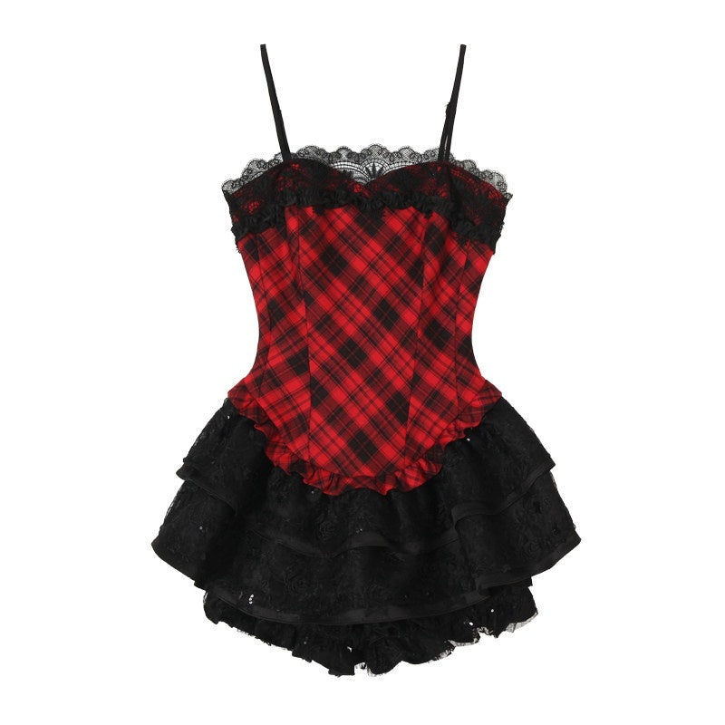 Tut_tuto_Red_Black_Plaid_Lace_Puff_Strappy_Two_Piece_Women's_Cotton_Slip_Mini_Dresses_759344165671_MISSTT