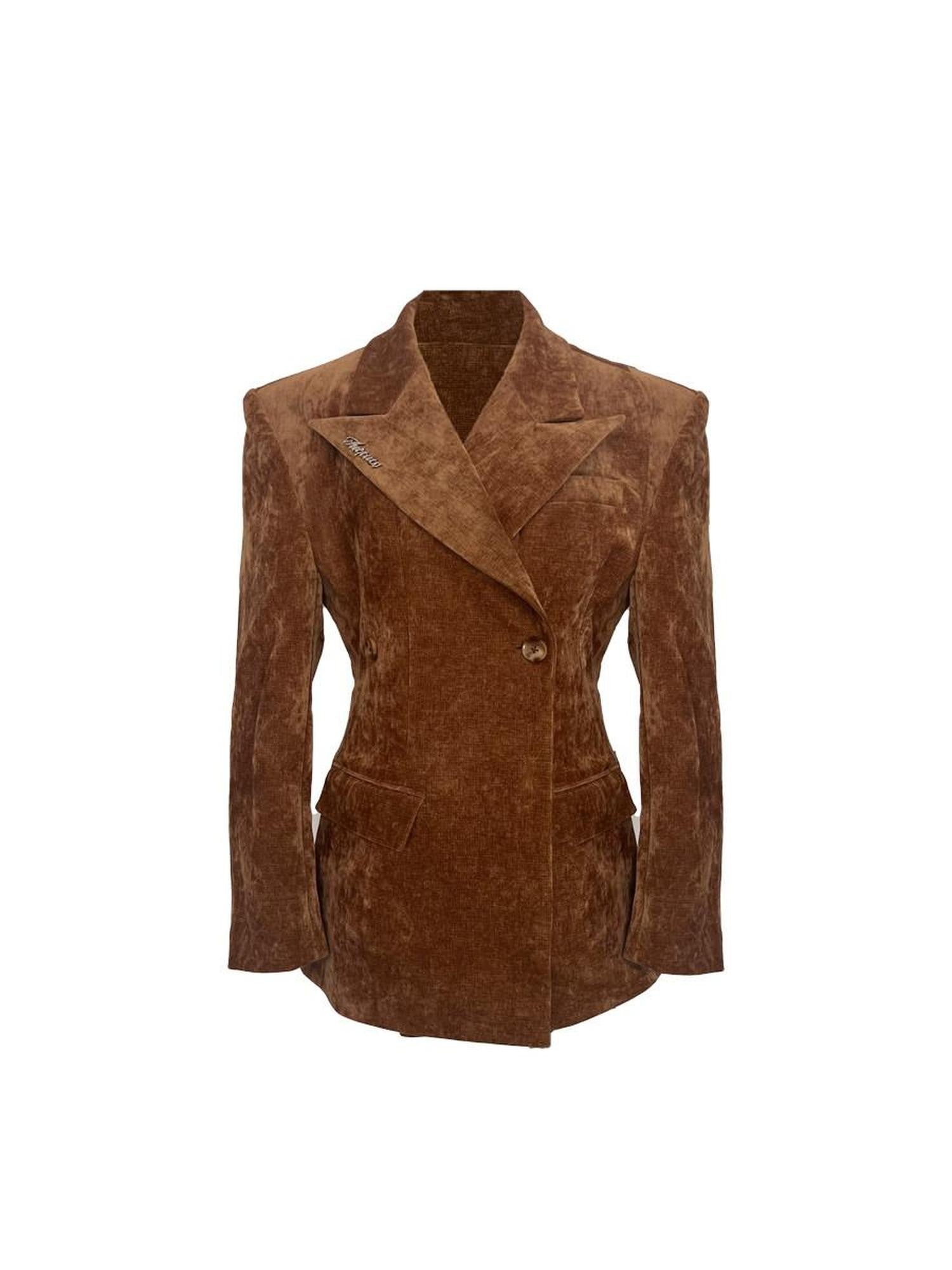Tut tuto Siren Velvet Wide Shoulder Cinched Waist Women's Polyester Blazers