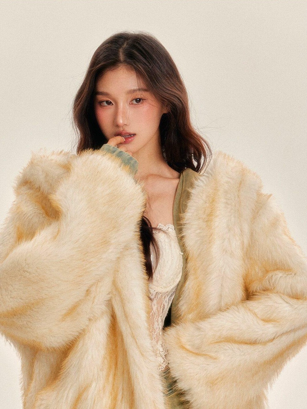 Tut tuto Vintage Green Reversible Hooded Barn Style Women's Denim Faux Fur Coats