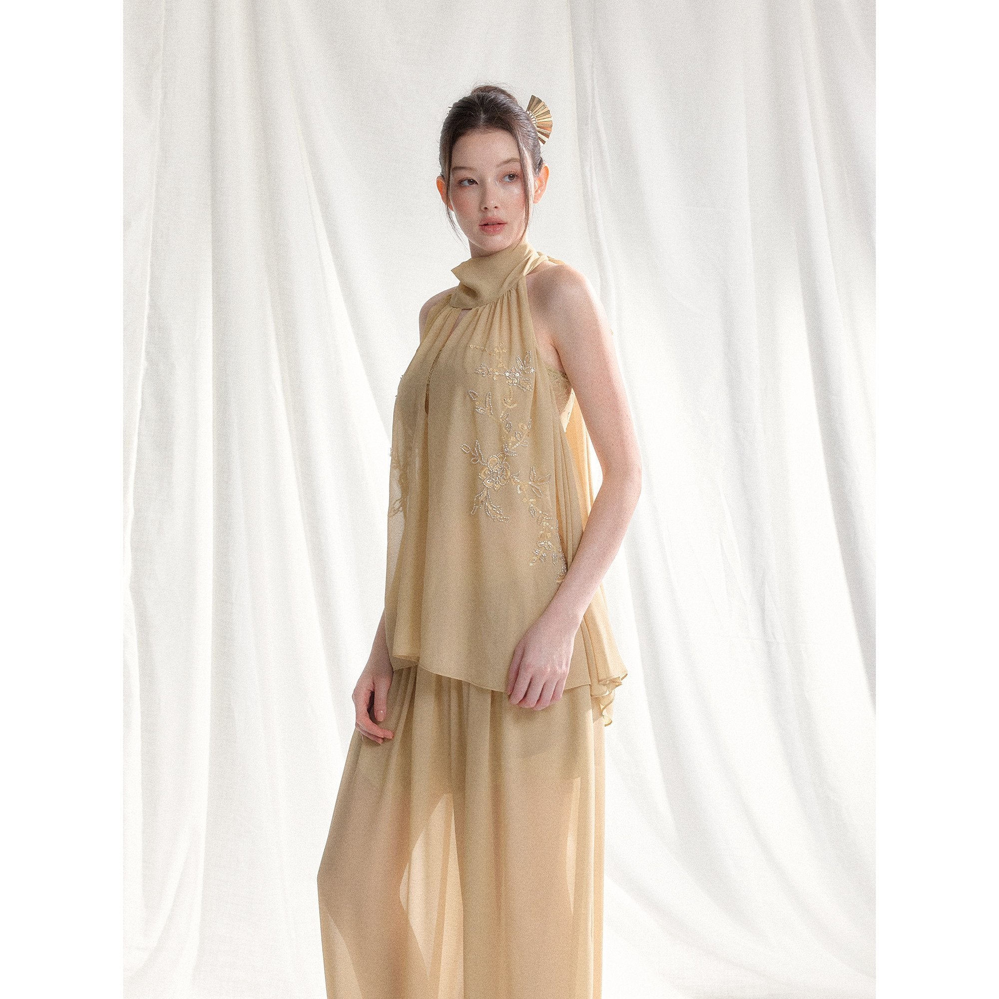 Tut_tuto_White_Yellow_Beaded_Halter_Lace_Women's_Chiffon_Casual_Top_&_Pants_Sets_1045952572820_MISSTT
